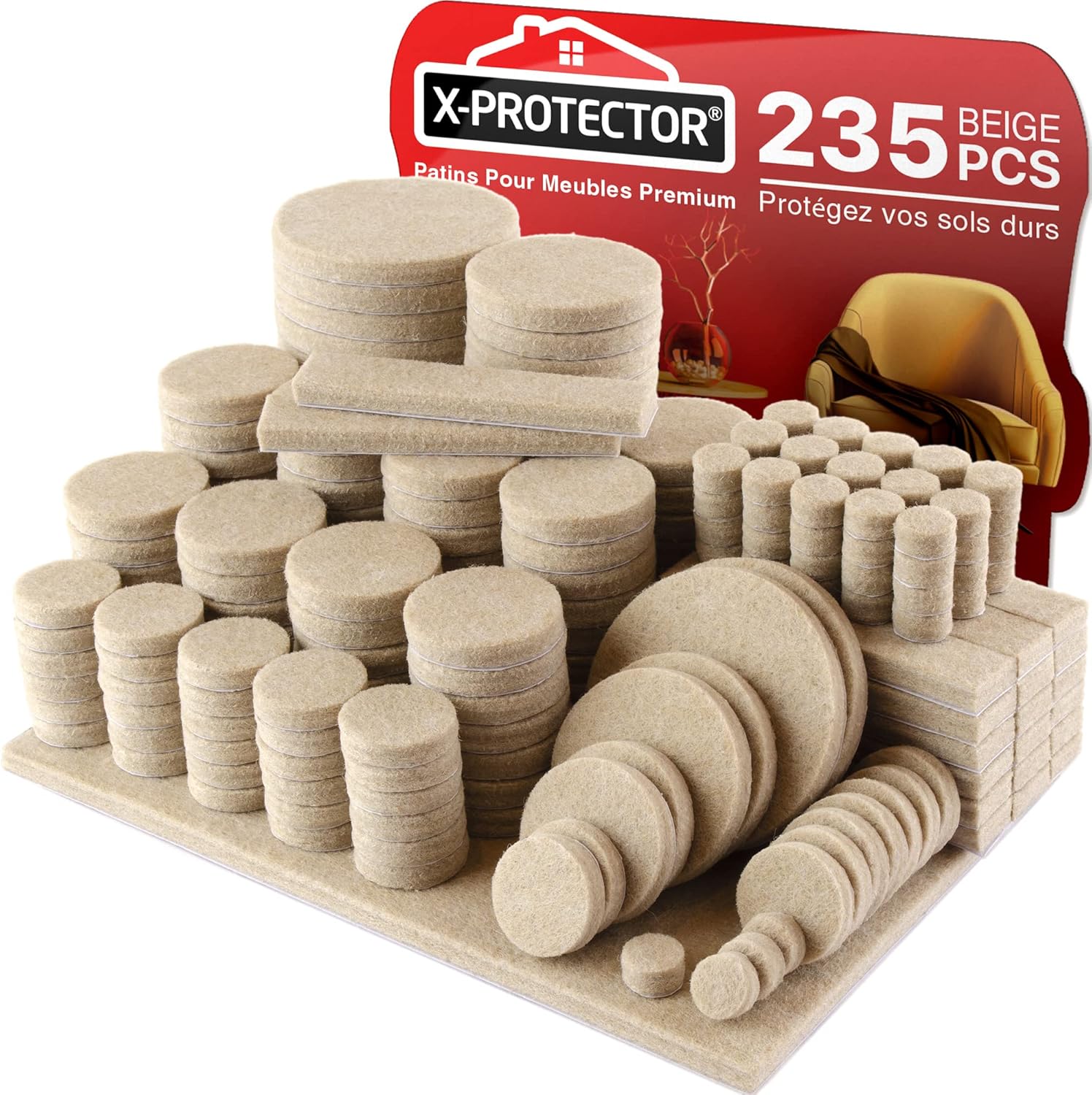 235 Beige, Selbstklebende Filzgleiter – Boden- Und Möbelschutz – Verschiedene Größen – Für Stühle, Tische Und Wohnzimmermöbel