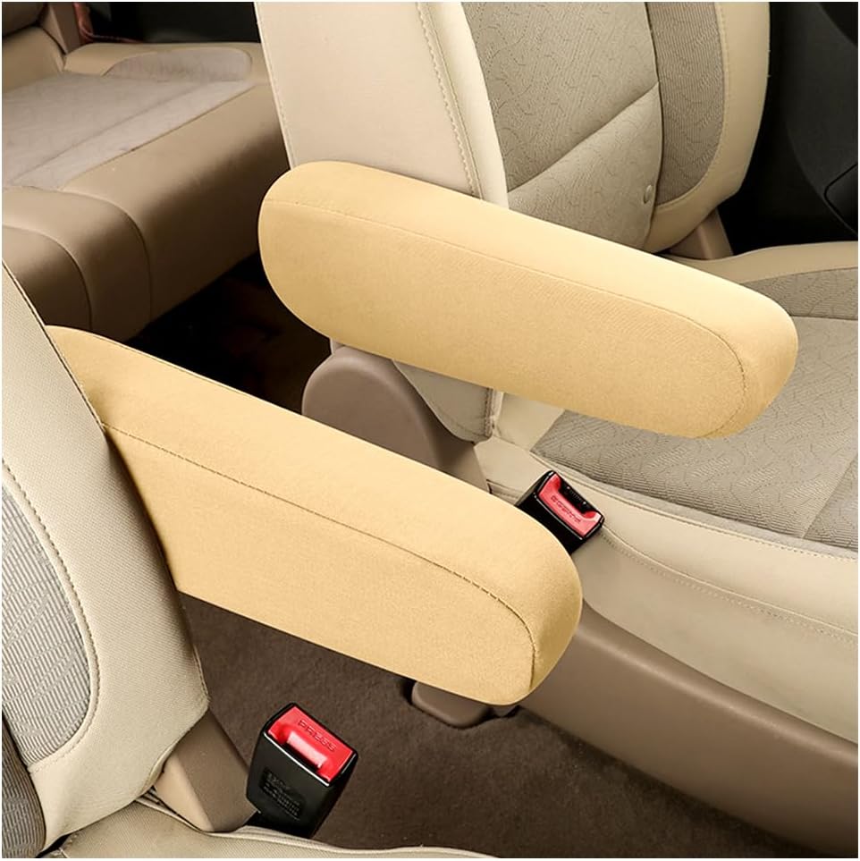 Armlehnenbezug Fürs Auto – 2-teilig – Elastische Baumwolle – Komfortabler Schutz – Universell Für Suvs Und Lkws – Beige, 32 X 12 Cm