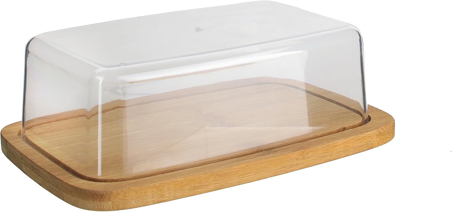 Butterdose Aus Bambus Und Kunststoff – 1 Stück – Minimalistisches Beige – Hält Lebensmittel Frisch – Für Küche Und Camping – 20,5 X 12,5 X 6 Cm