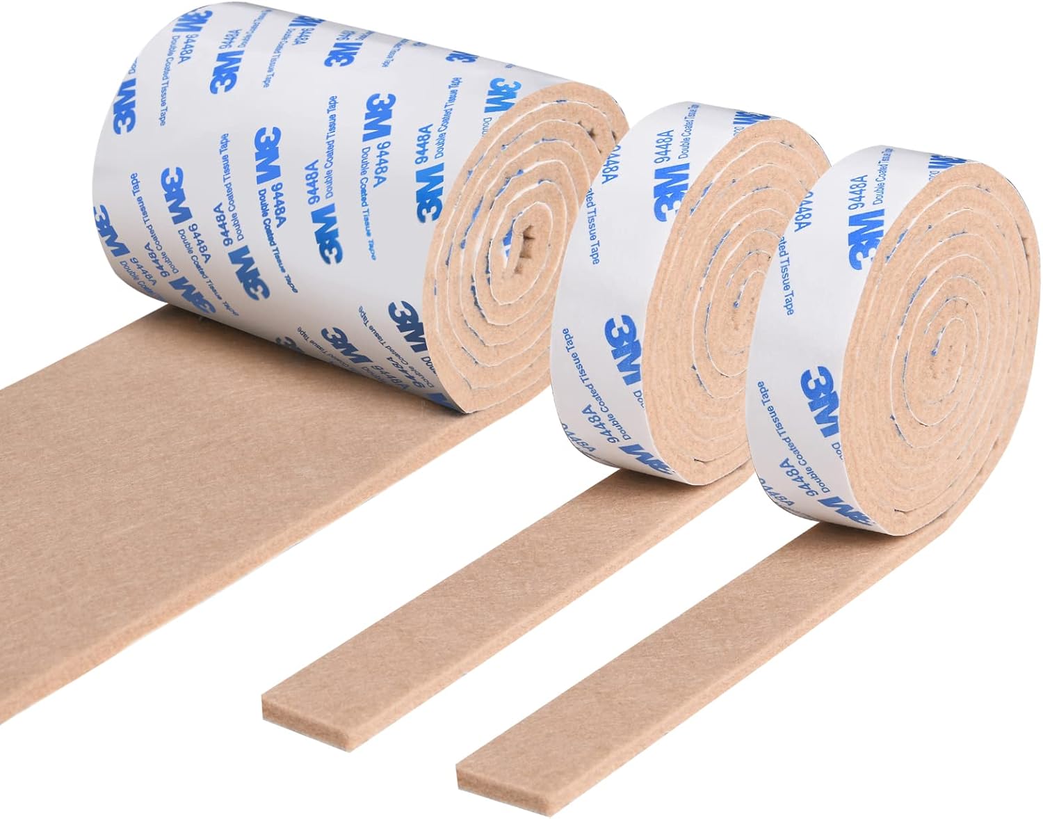 Selbstklebende Filzgleiter – 3 Rollen – Strapazierfähige Beige Fasern – Schutz Für Böden Und Möbel – Wohnzimmer Und Büro – 120 Cm X 10 Cm X 2 Cm