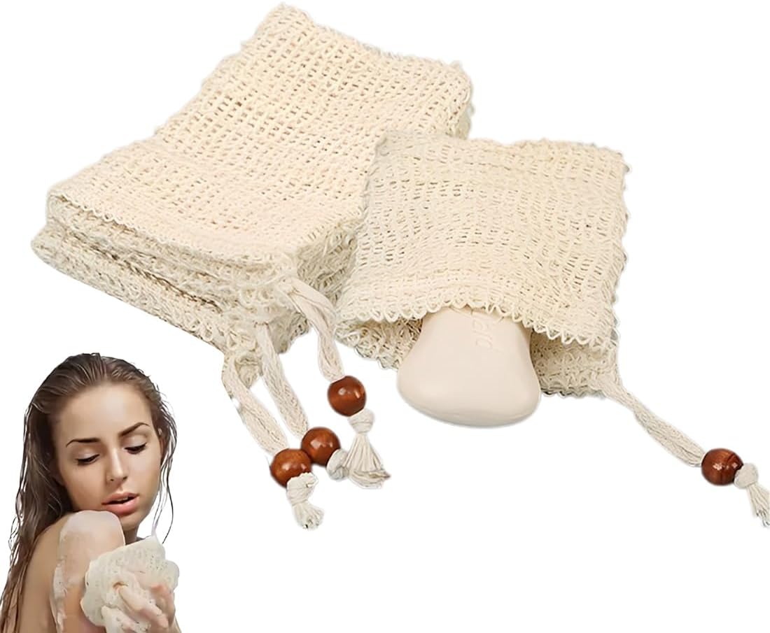 Sisalseifenbeutel – 4er-set – Naturfasern Und Baumwolle – Peeling- Und Schaumbildung – Für Bad Und Dusche – 14 X 9 Cm