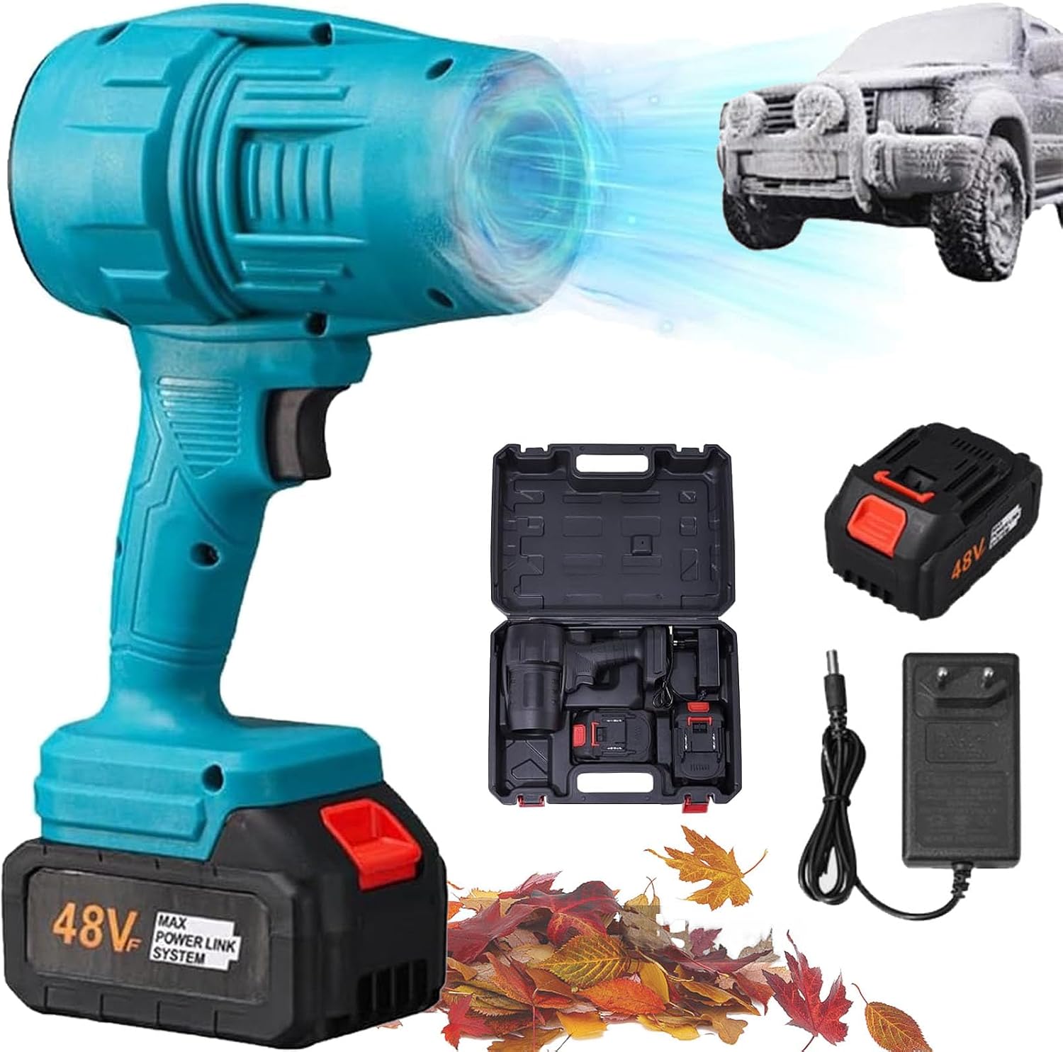 Akku-turbogebläse – 1 Stück – Abs – 1050 W – Autotrocknung Und -reinigung – Blau