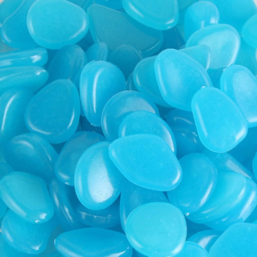 300 Leuchtsteine – 300er-packung – Glattes Harz – Blaues Nachtleuchten – Garten, Wege, Aquarium – 2 Bis 3 Cm