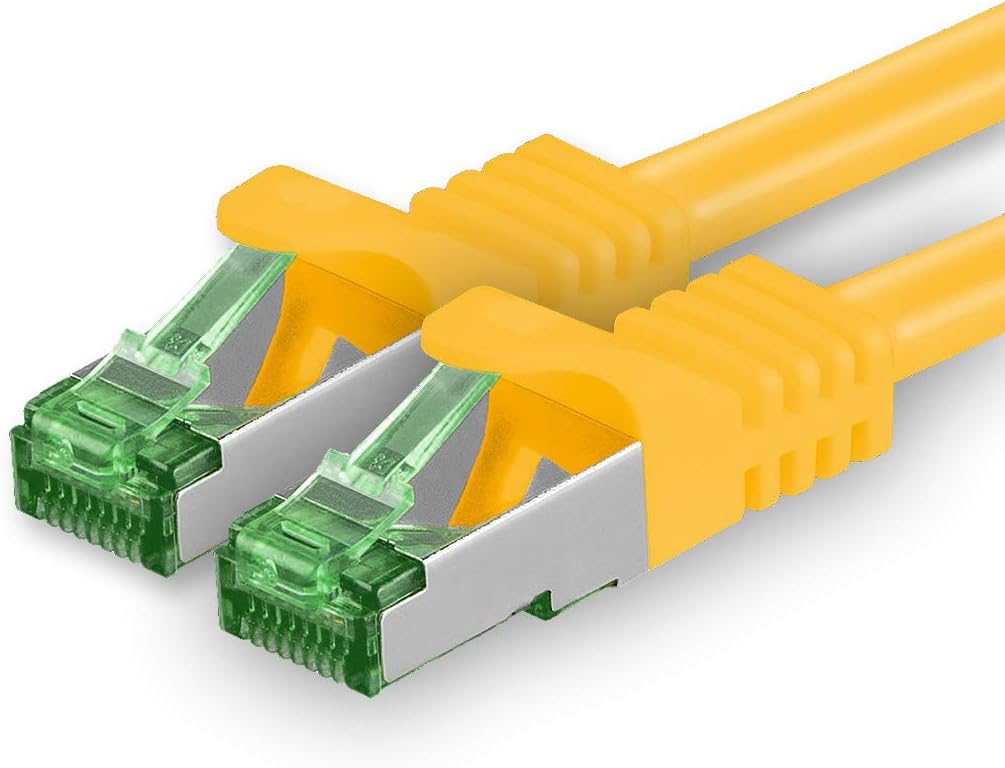 Cat7-netzwerkkabel – 1 X 1 M – Geschirmtes Kupfer-sftp-kabel – 10 Gbit/s – Vergoldeter Rj45-stecker – Gelb