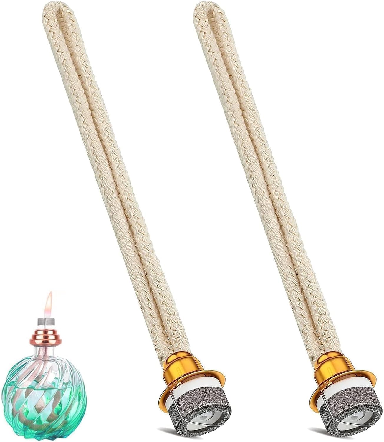Ersatzdocht Für Katalyselampen – 2er-pack – Ton- Und Goldfarbenes Gewebe – Langanhaltende Duftabgabe – Für Zuhause Und Büro – 17 X 1,8 Cm