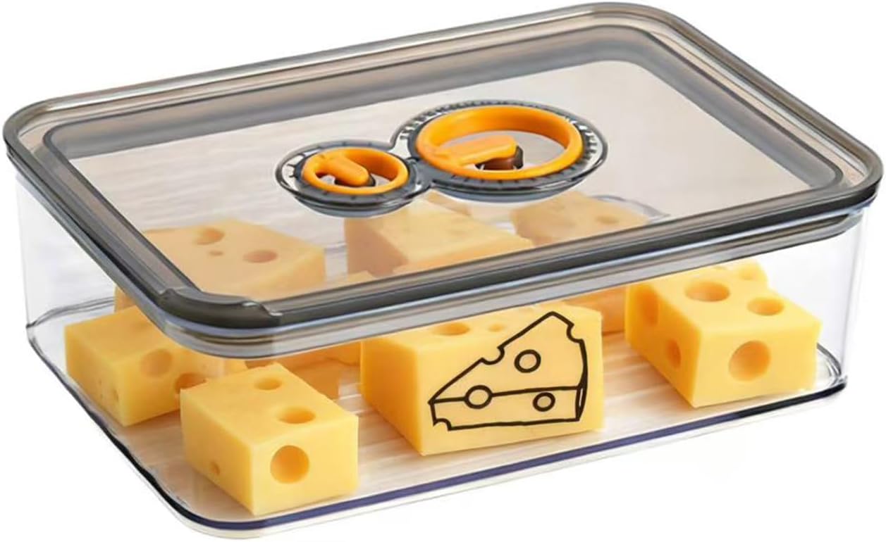 1250 Ml Kühlschrank-käsebehälter – 1 Stück – Bpa-freies Pp – Luftdichter Deckel Mit Datumsanzeige – Für Wurstwaren Und Schinken – Grau
