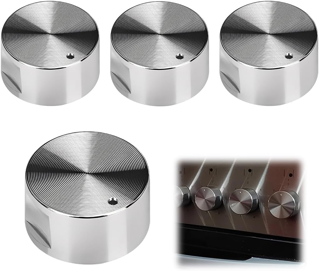 Universelle Herdknöpfe X4, Silberfarbenes Metall, 6 Mm, Präzise Flammenregulierung, Hitzebeständig Für Backofen Und Gaskochfeld