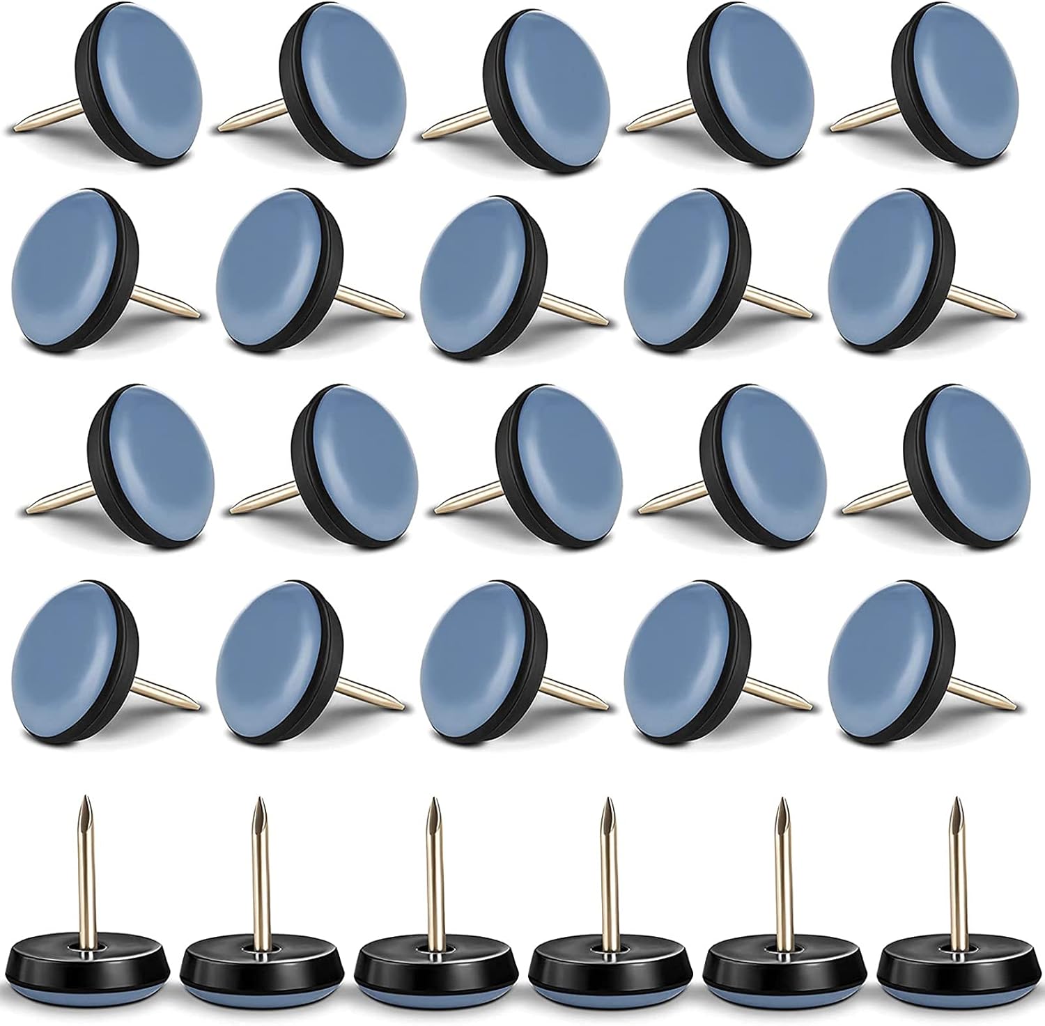 20 Teflon-stuhlgleiter – Stahlnägel – Geräuschloses Gleiten – Schutz Für Holz- Und Fliesenböden – Für Schwere Möbel – Grau, 22 Mm