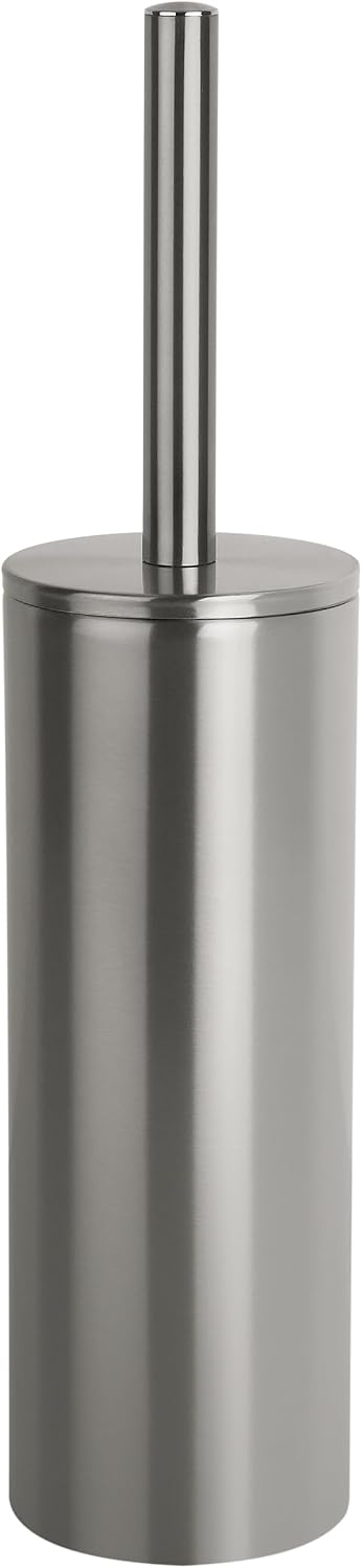 Wc-bürste Mit Ständer – 1 Stück – Edelstahl Satiniert Silber – Hygienischer Behälter Mit Deckel – Für Moderne Badezimmer – Kompakte Abmessungen
