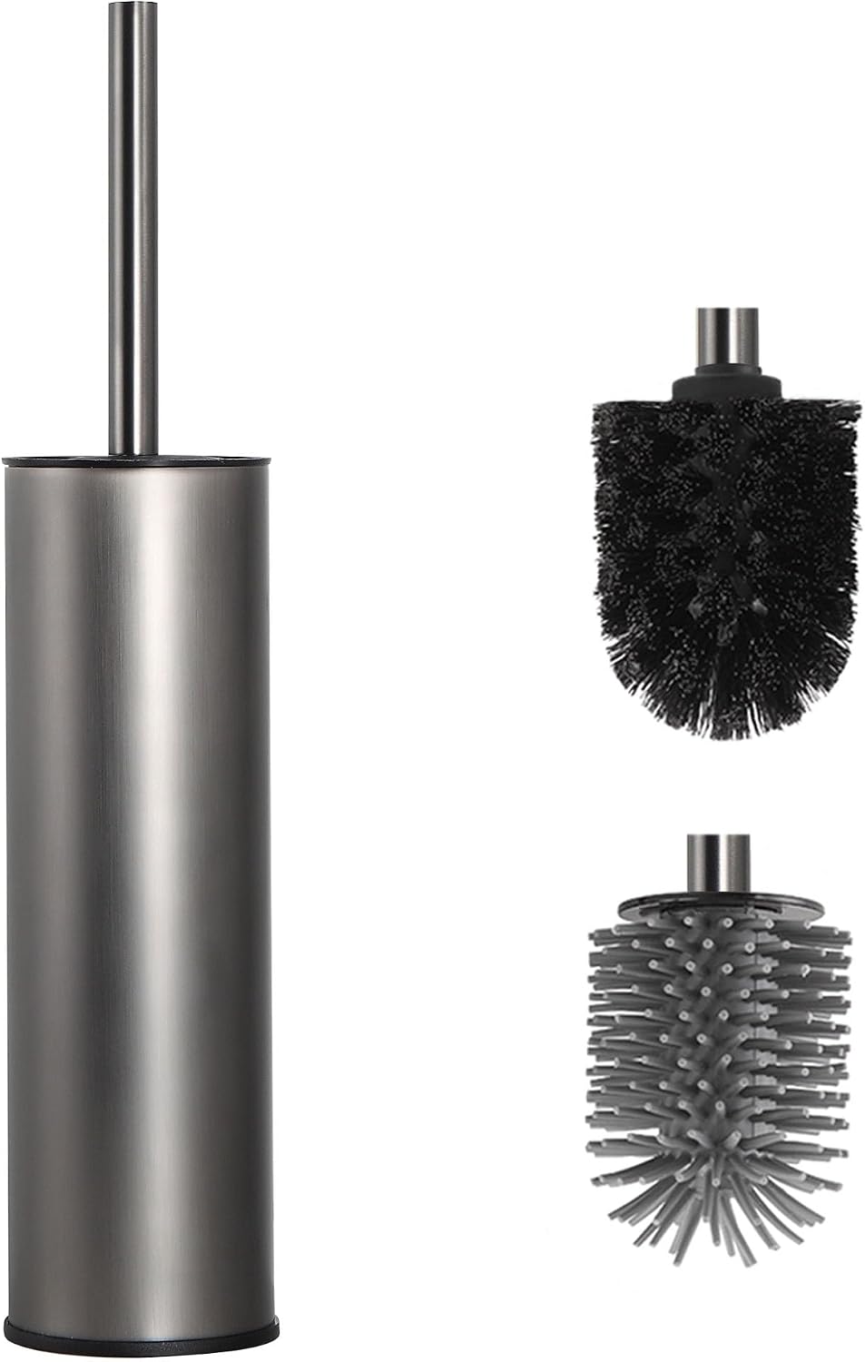 Wc-bürste Aus Metall – 2er-set – Silbergrau – Gründliche Reinigung, Tropffrei – Modernes Badezimmer – Freistehendes Design