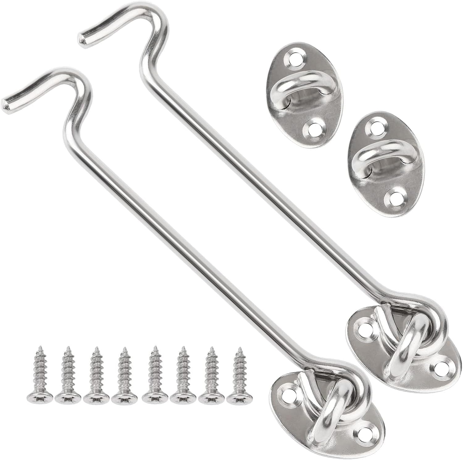Set Mit 2 Türhaken Aus Stahl – Sicherer Drehverschluss Für Hütten Und Scheunen – Ideal Für Gärten Und Badezimmer – Silberfarben