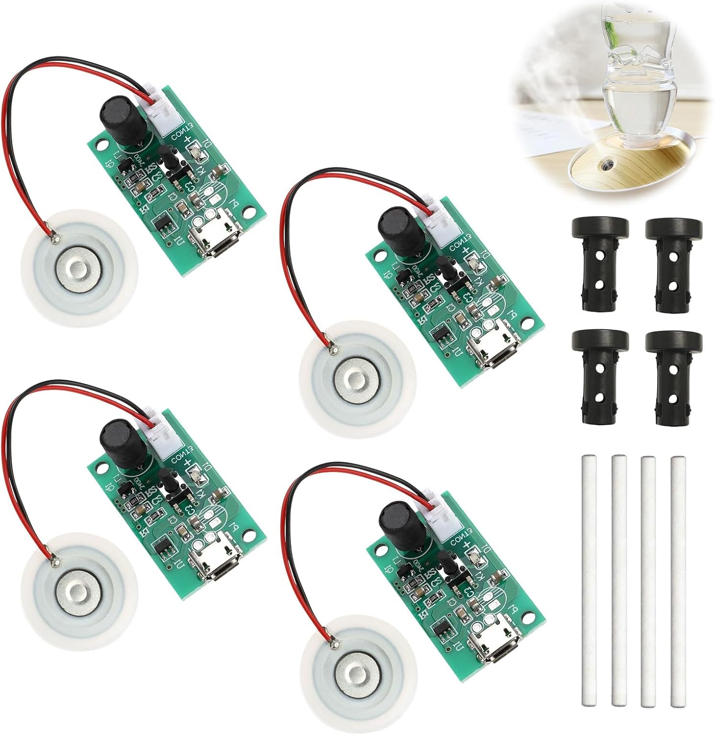 4er-set Ultraschall-luftbefeuchter (20 Mm) – Geräuschloses Usb-modul Mit Timer – Diy-luftbefeuchtungsset Für Innenräume – 5 V Dc