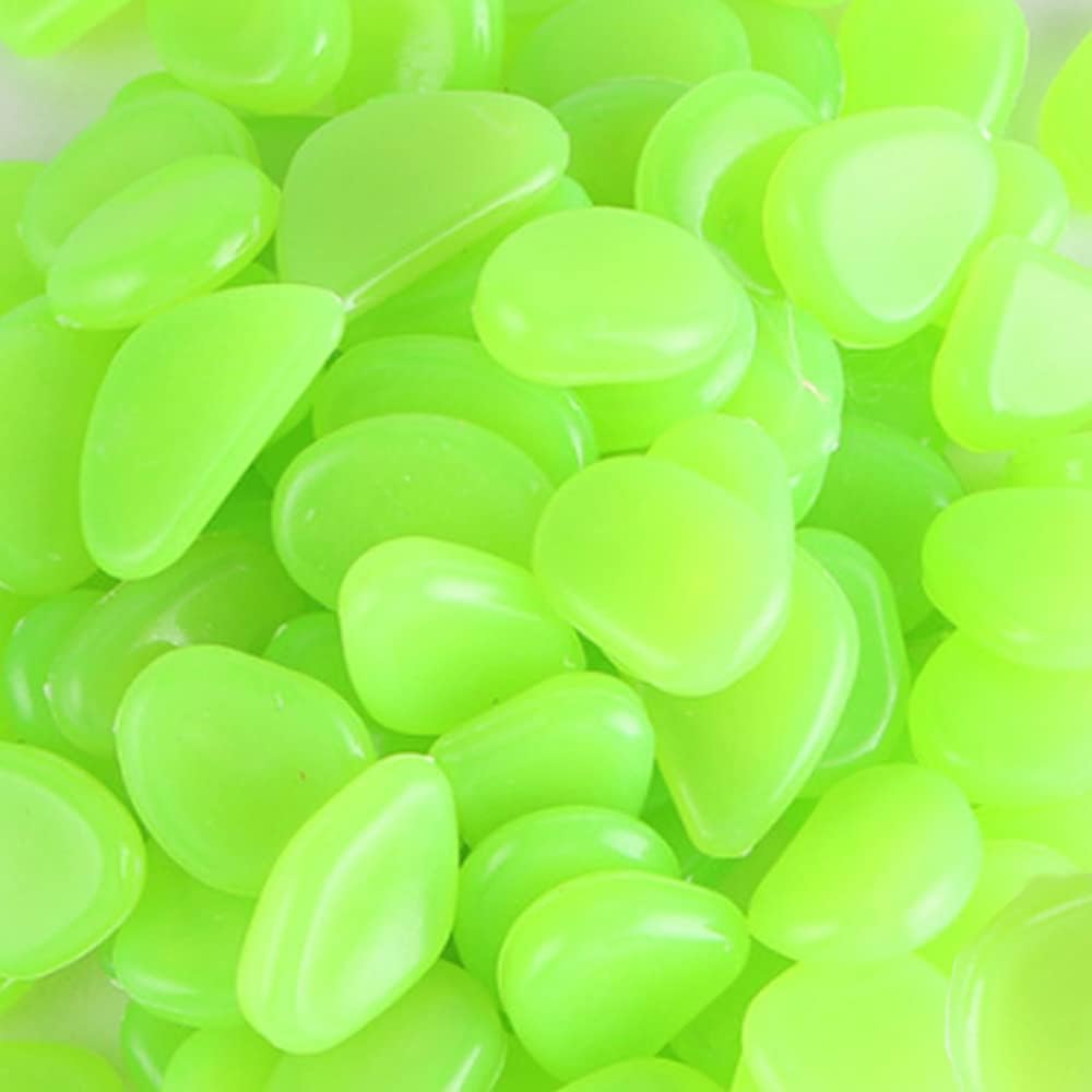 300 Leuchtsteine – 300er-pack – Glattes Harz – Selbstleuchtend – Für Garten, Wege Und Aquarien – Grün, 13–17 Mm
