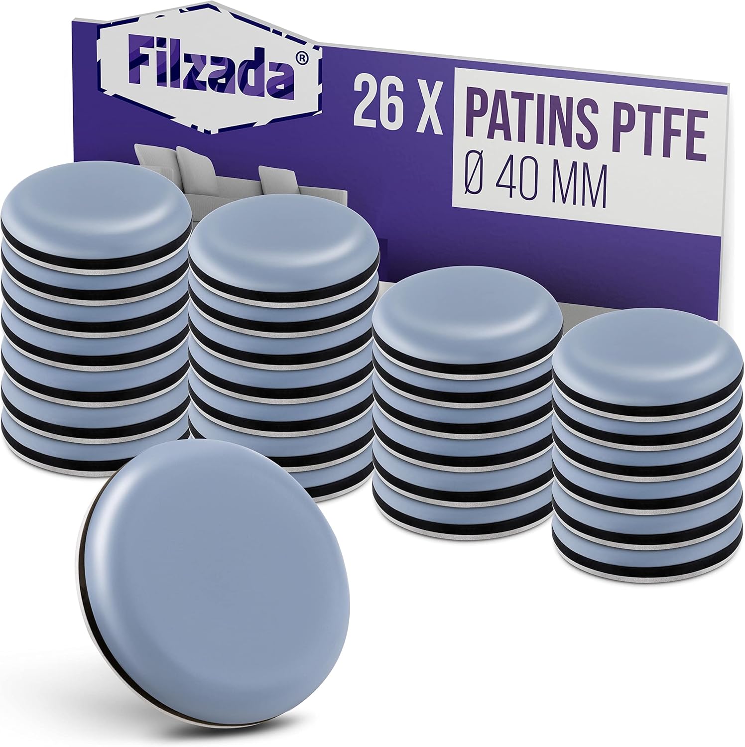 26 Teflon-möbelgleiter – Rund Ø 40 Mm – Geräuschloses Gleiten – Schutz Für Hartböden – Für Schwere Stühle Und Tische
