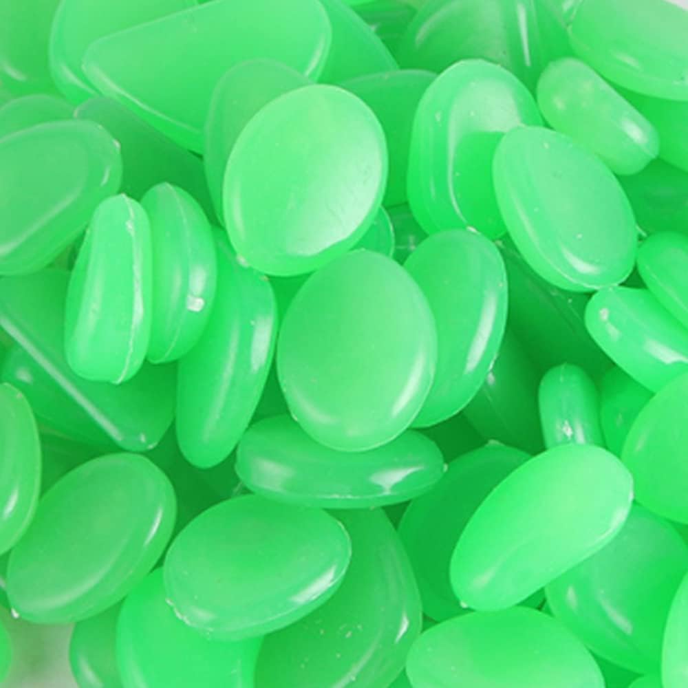 300 Leuchtsteine – 300er-packung – Glattes Harz – Selbstleuchtend – Für Garten, Wege Und Aquarien – Hellgrün, 13–17 Mm