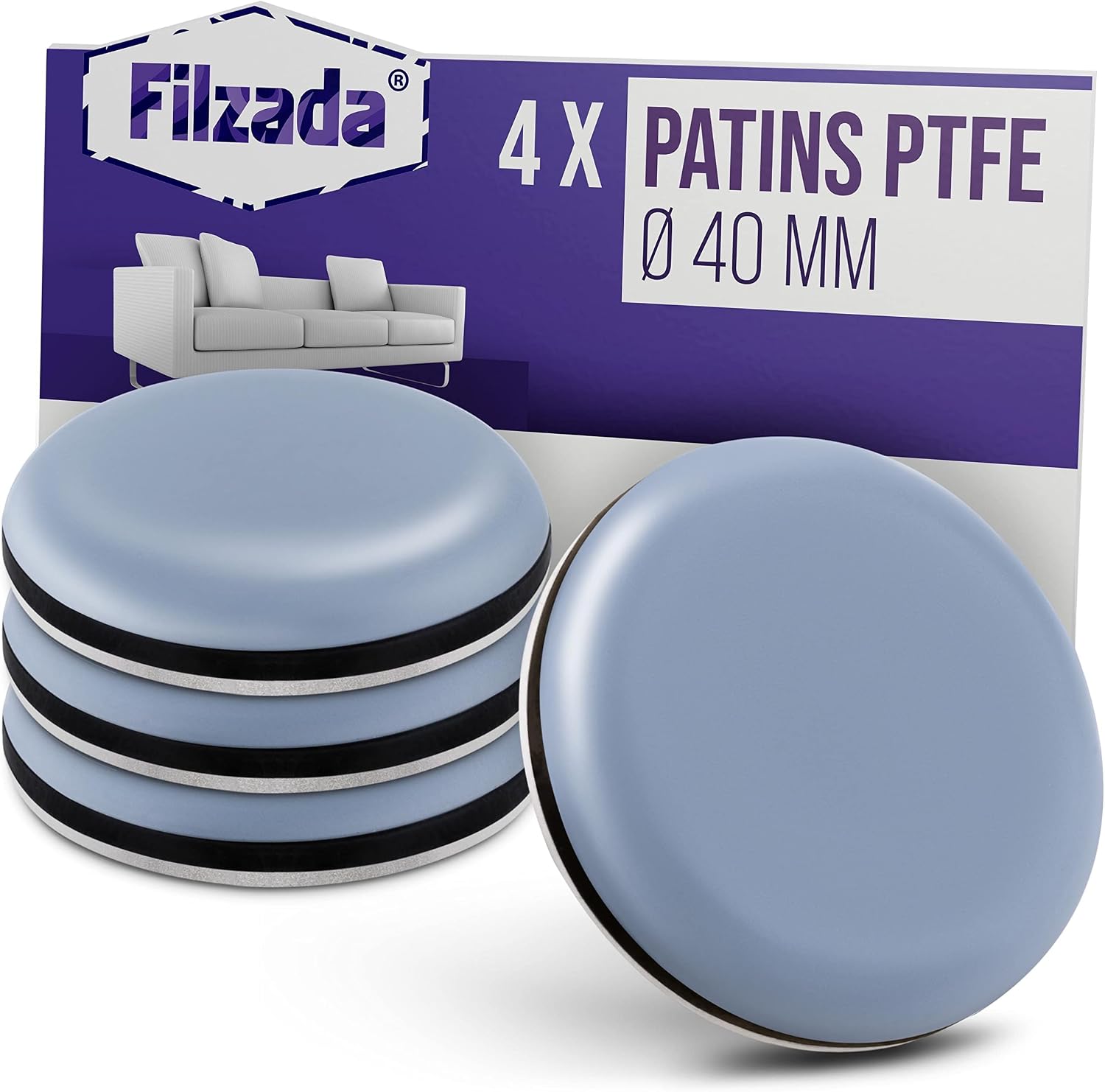 Teflon-bodengleiter – 4er-set – Rund, Ø 40 Mm – Hochbeständige, Selbstklebende Ptfe-pads – Schutz Für Böden Und Schwere Möbel – Für Den Innenbereich, Zuhause Und Büro