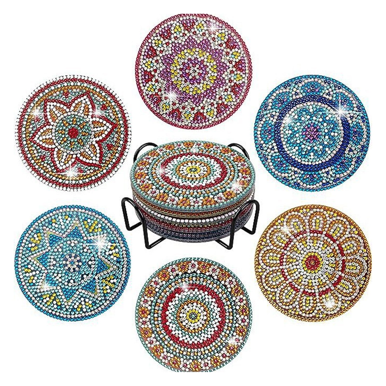 6er-set Mandala-untersetzer Zum Selbermachen Mit Diamanten