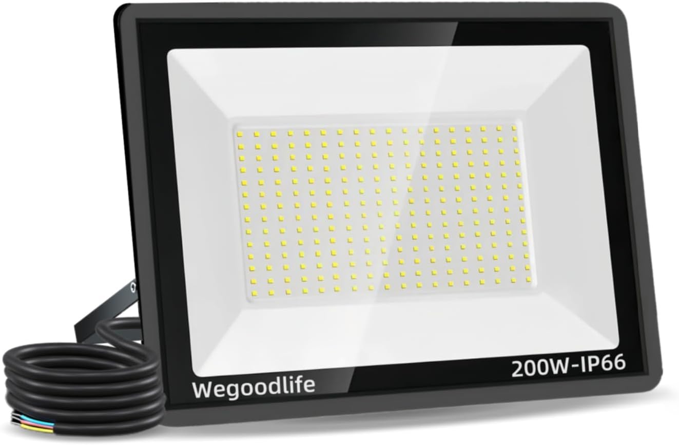 200-w-led-außenstrahler – 1 Stück – Aluminium – 20.000 Lm, Schutzart Ip66 – Sicherheitsbeleuchtung Für Garten Und Garage – Kaltweiß