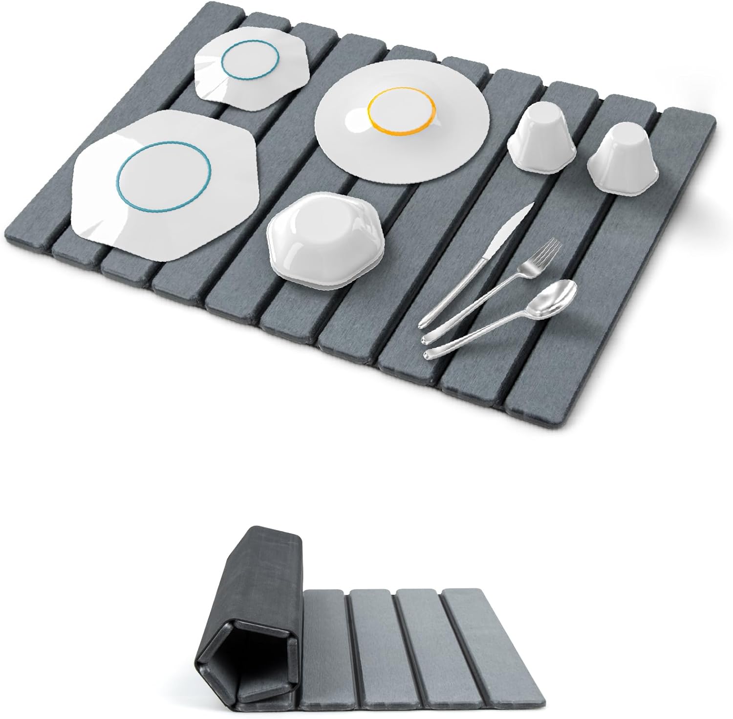 Faltbare Abtropfmatte – 1 Stück – Diatomit – Schnelltrocknend, Rutschfest – Küche, Bad – 60 X 39 Cm