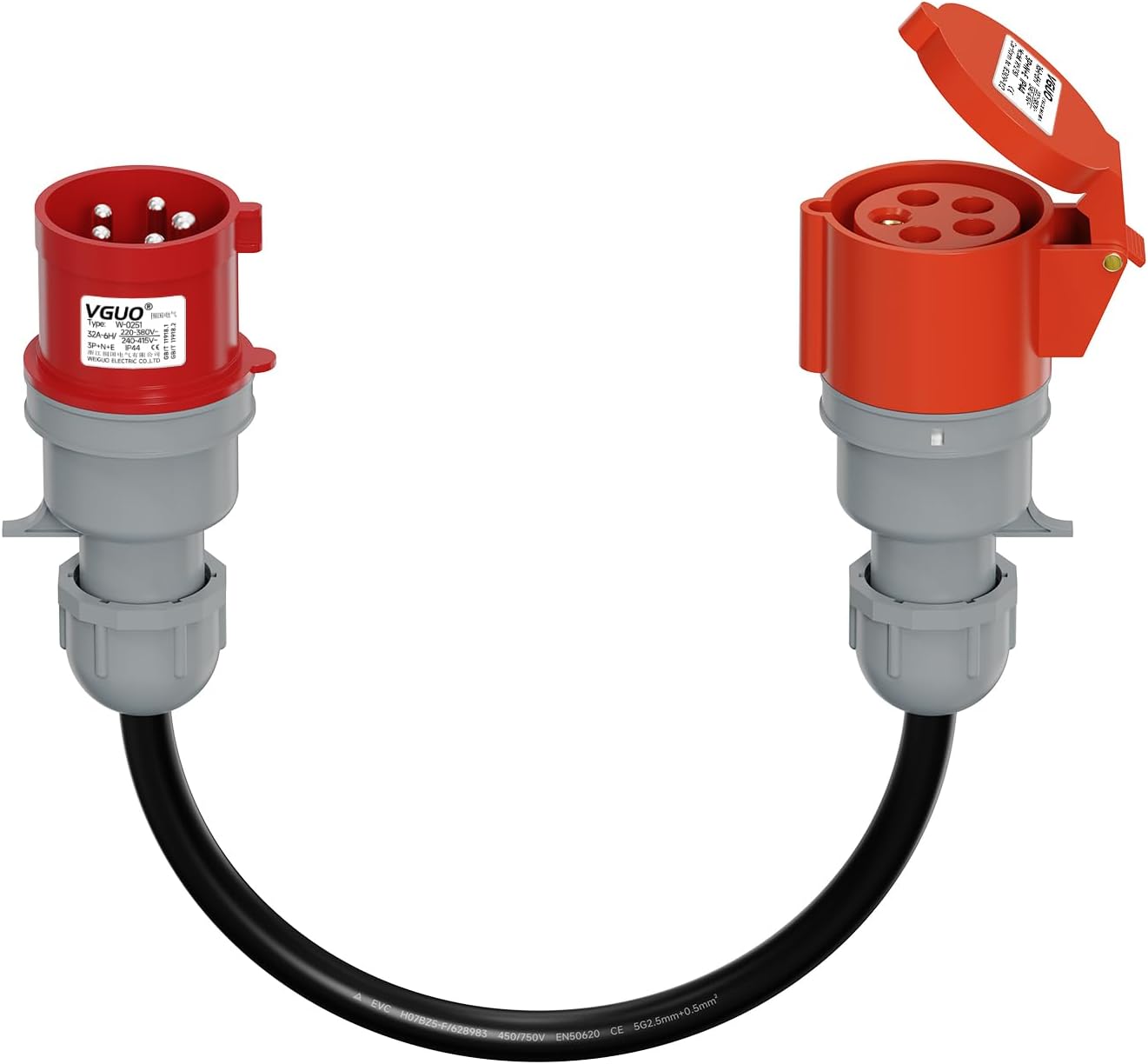 Cee 32a Auf 16a Adapter – 0,5 M – Drehstrom 400 V – Schutzart Ip44 (wasserdicht) – Für Baustellen Und Industrie
