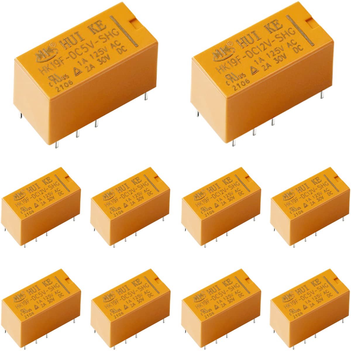 Leistungsrelais Für Leiterplatten – 10er-pack – Modell Hk19f – 5v- Und 12v-gleichstromspule – 8 Dpdt-anschlüsse – Für Elektronische Schaltungen