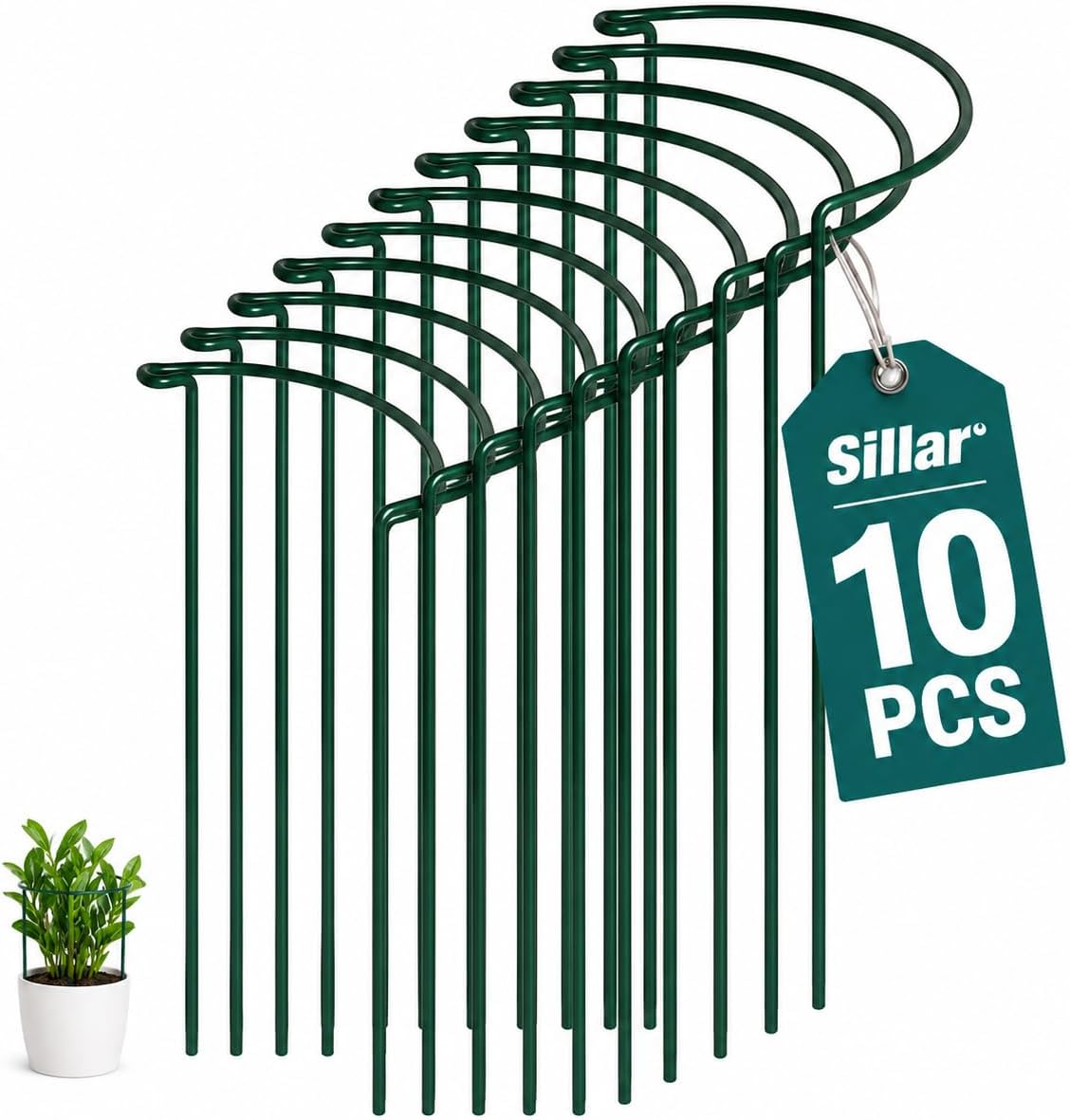 Halbkreisförmige Pflanzenstütze – 10 Stück – Beschichtetes Eisen – Gartenstütze – Pfingstrosen, Tomaten, Rosen – 25 X 40 Cm