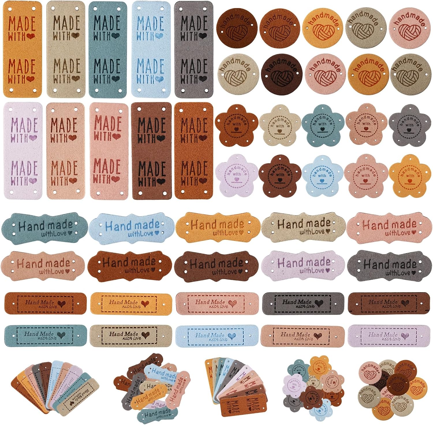 Etiketten Aus Pu-leder – 50er-pack – 5 Designs – Nähzubehör – Für Kleidung Und Taschen – Handgefertigt