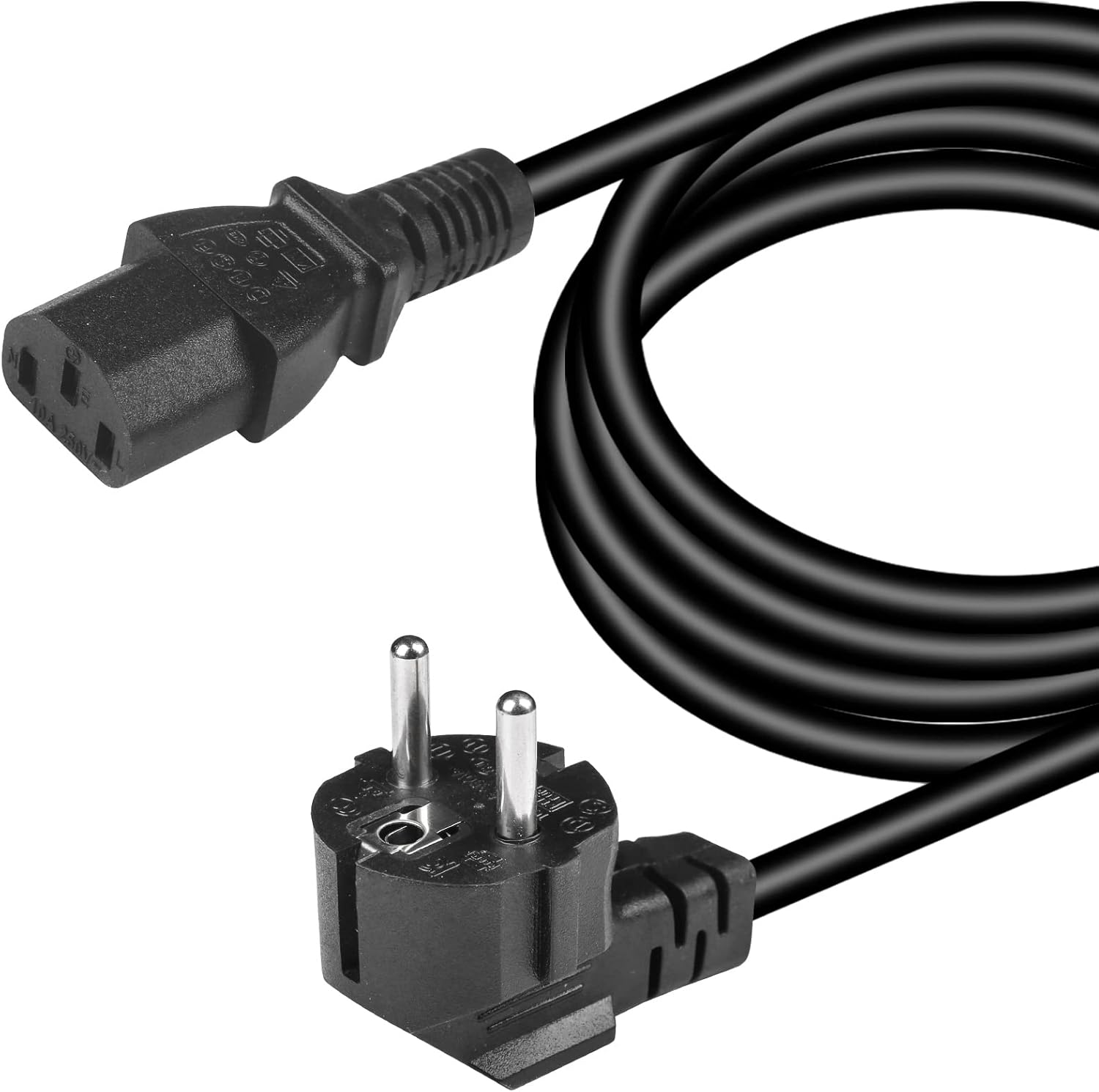 3 M Netzkabel – 10 A, 250 V – 3-poliger Eu-stecker – Iec C13-netzkabel – Für Pc, Drucker, Fernseher