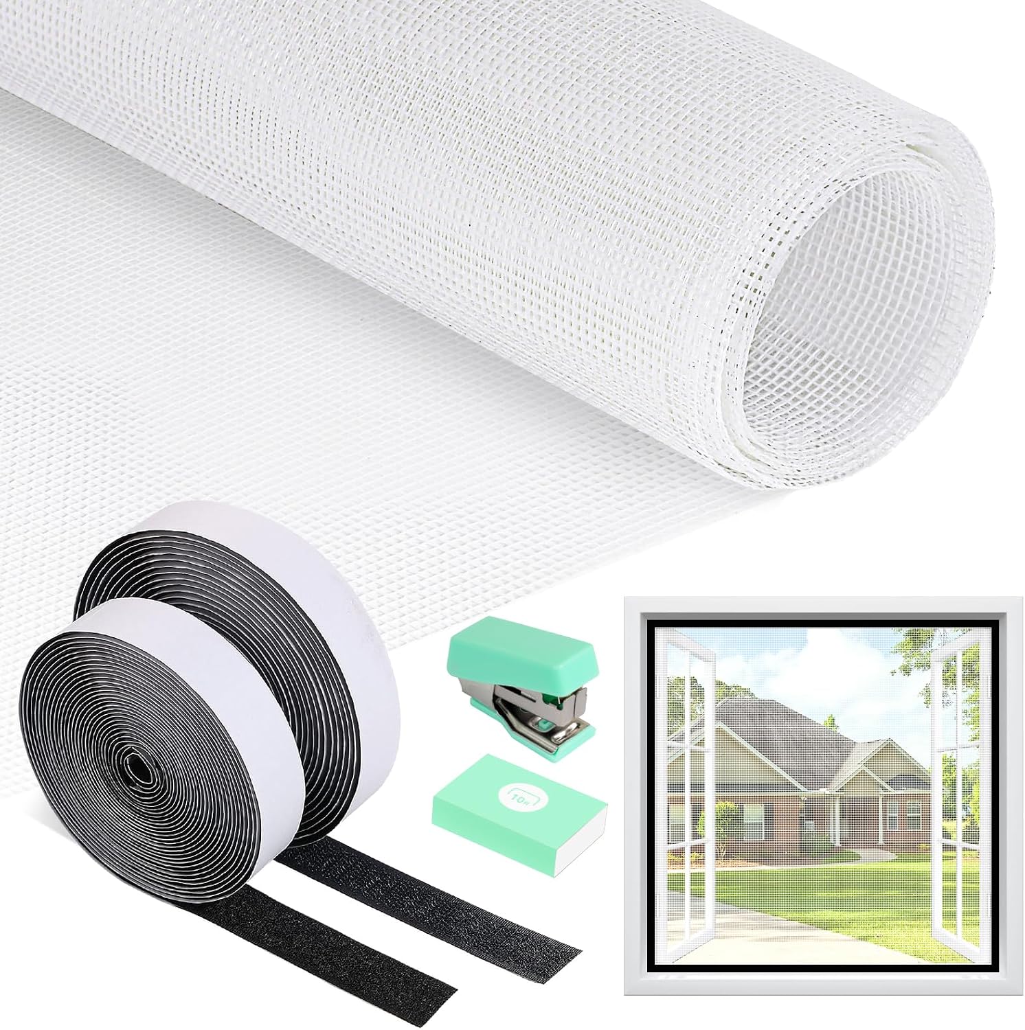 Fenster-moskitonetz 120 X 250 Cm – Selbstklebendes Fiberglasgewebe, Zuschneidbar, Kein Bohren Erforderlich, Zum Insektenschutz
