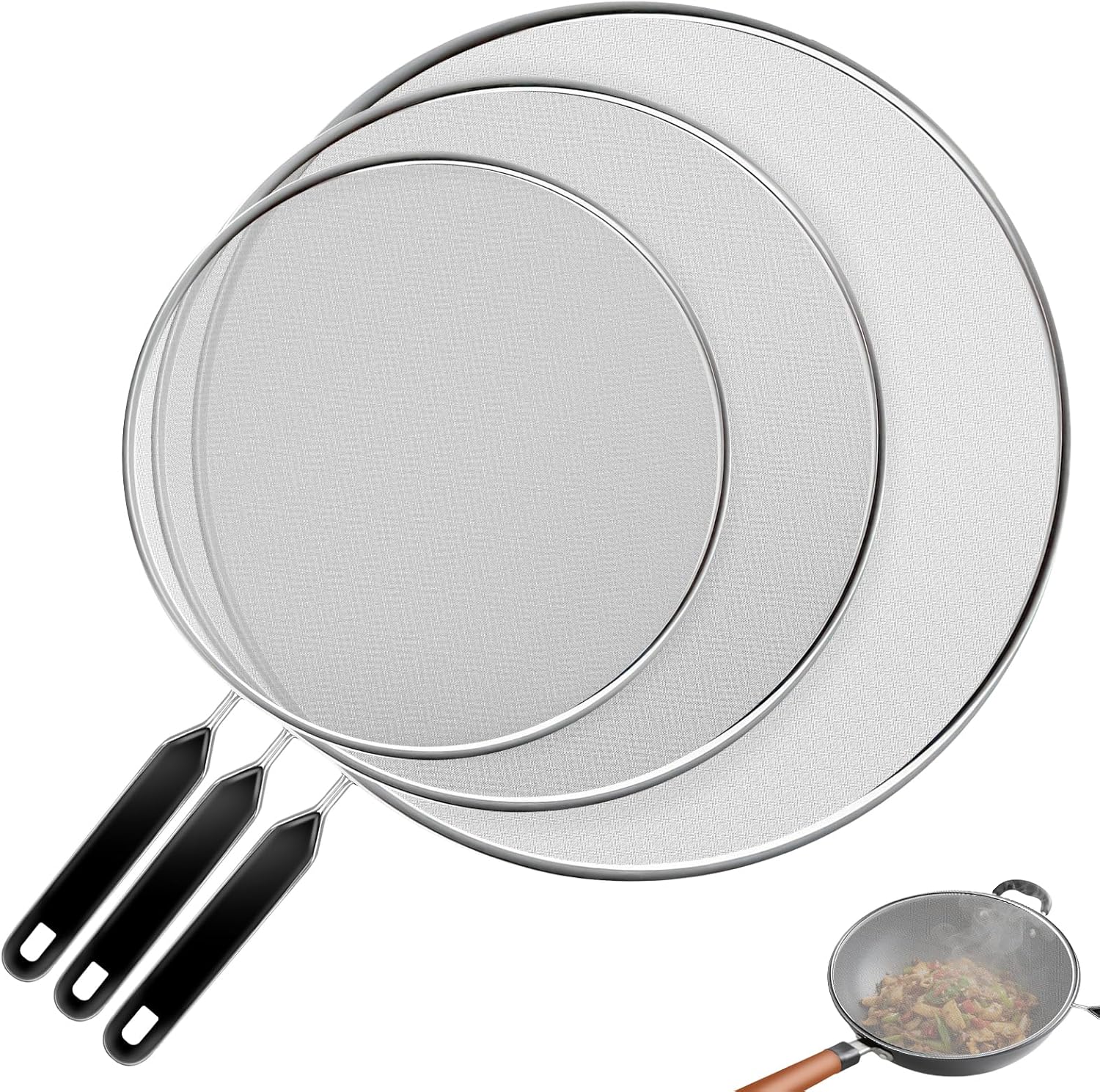 Spritzschutz – 3er-set – Edelstahl – Ölspritzschutz – Pfannenkochen – 33 Cm × 29 Cm × 25 Cm