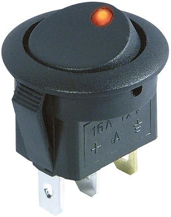 Roter Led-autoschalter – 1 Stück – Schwarzer Kunststoff – 12 V, 16 A, 3 Pins – 2-positionen (ein/aus) – 20 Mm Durchmesser