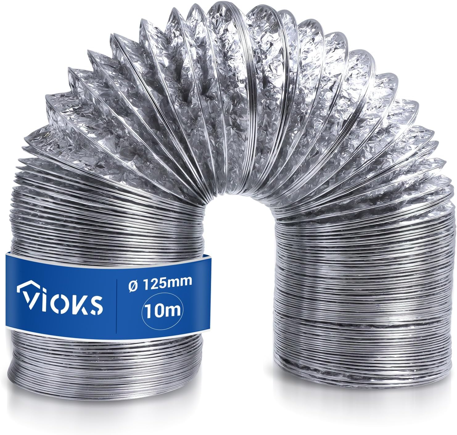 125 Mm Flexibler Aluminiumschlauch – 10 M – Abluftkanal Für Dunstabzugshaube Und Wäschetrockner