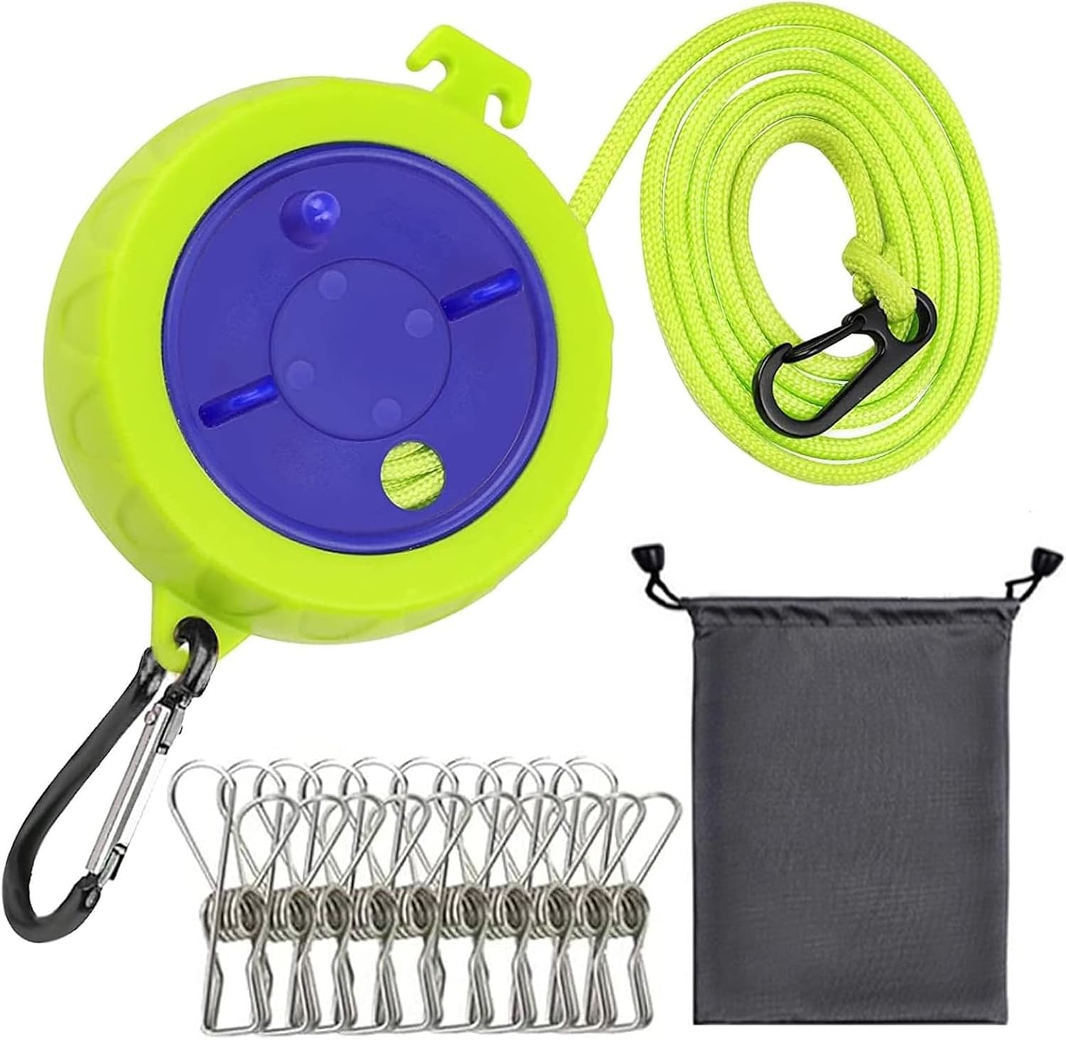 Verstellbare Wäscheleine – 10 M – Polypropylen – Mit Edelstahlklemmen – Camping, Reisen, Drinnen/draußen