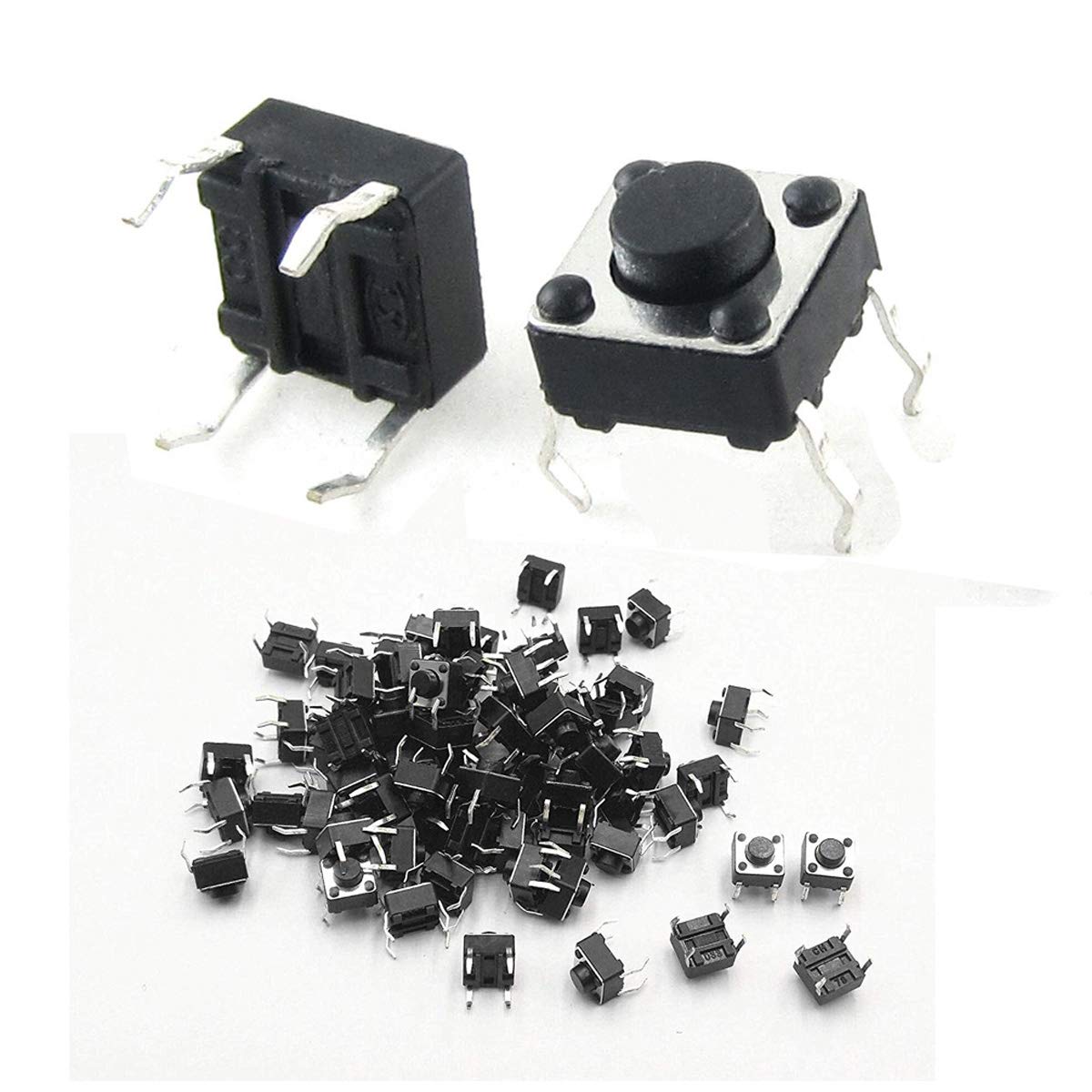 Taktiler Schalter – 100 Stück – Metall Und Kunststoff – 4-poliger Dip-sockel – Elektronik Und Hausautomation – 6 X 6 X 4,3 Mm