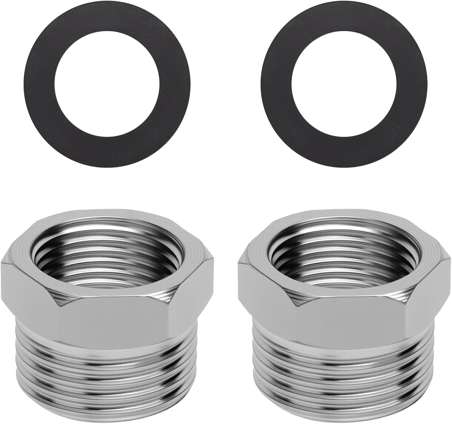 Set Aus 2 Reduzierstücken Aus Edelstahl (1/2" Auf 3/8") – Hochwertiges Doppelnippel Mit 4 Dichtringen – Universelle Reduzierverlängerung – Rostfrei Und Beständig Gegen …