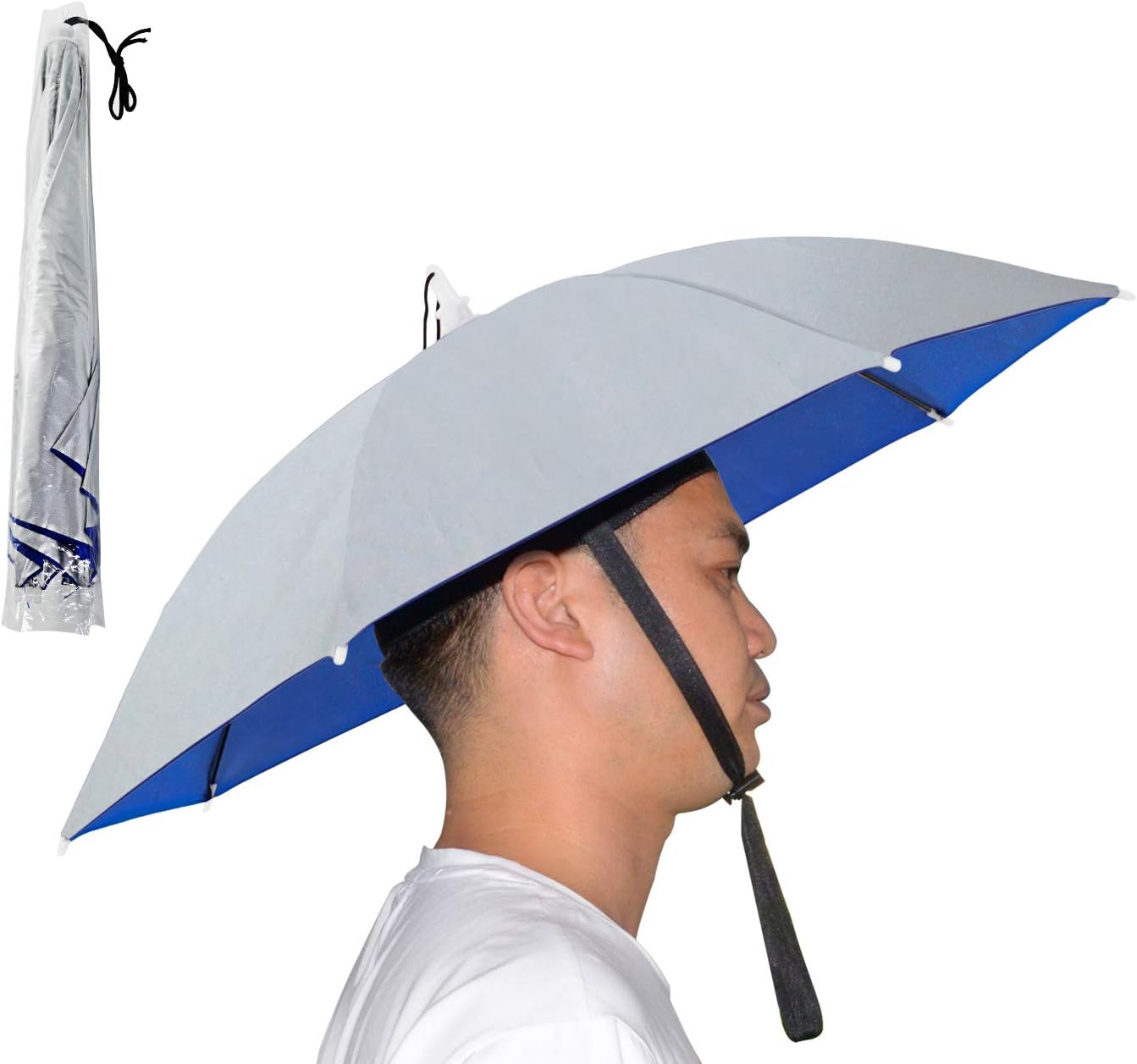 Freihändiger Regenschirmhut Für Erwachsene Und Kinder, Ideal Zum Angeln, Golfen Und Gärtnern, Mit Sonnenschutz.