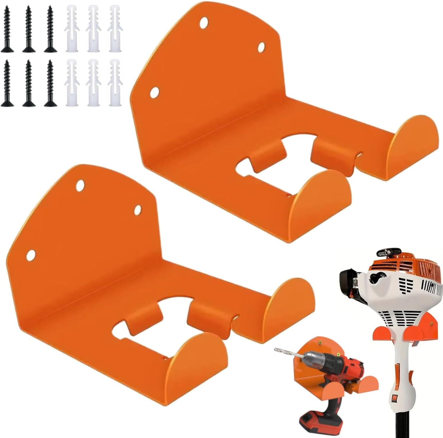 Wandhalterung Für Freischneider – 2er-set – Orangefarbener Stahl – Robuste Aufbewahrung – Für Garage Und Garten – Universelle Montage