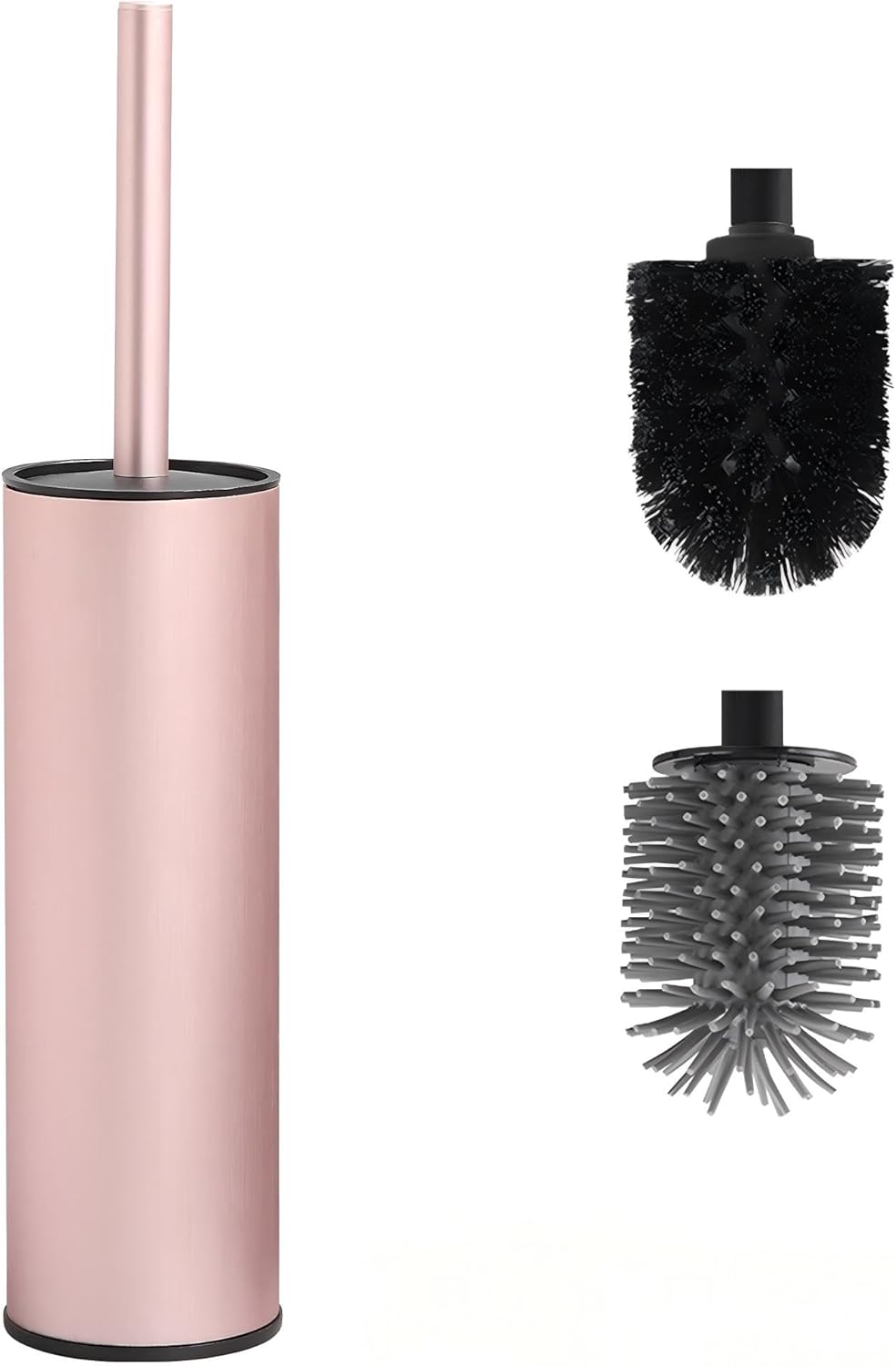 Wc-bürstenset Aus Metall – 2 Austauschbare Bürstenköpfe – Roségoldener Edelstahl – Gründliche Reinigung, Tropffrei – Modernes Badezimmer – Elegantes Design
