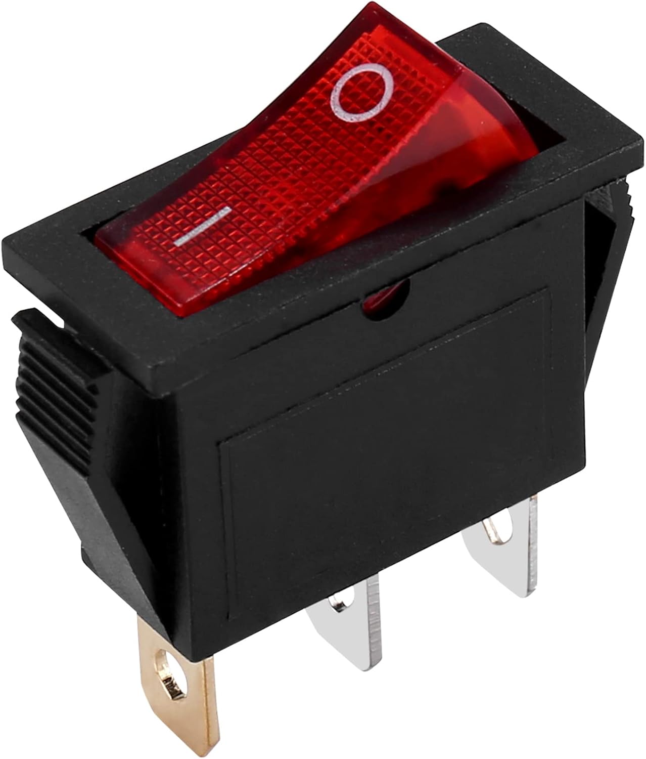 Doppelpoliger Wippschalter – 1 Stück – Rot Beleuchtet – 250 V, 15 A – Für Schaltschränke – 28 X 10 Mm