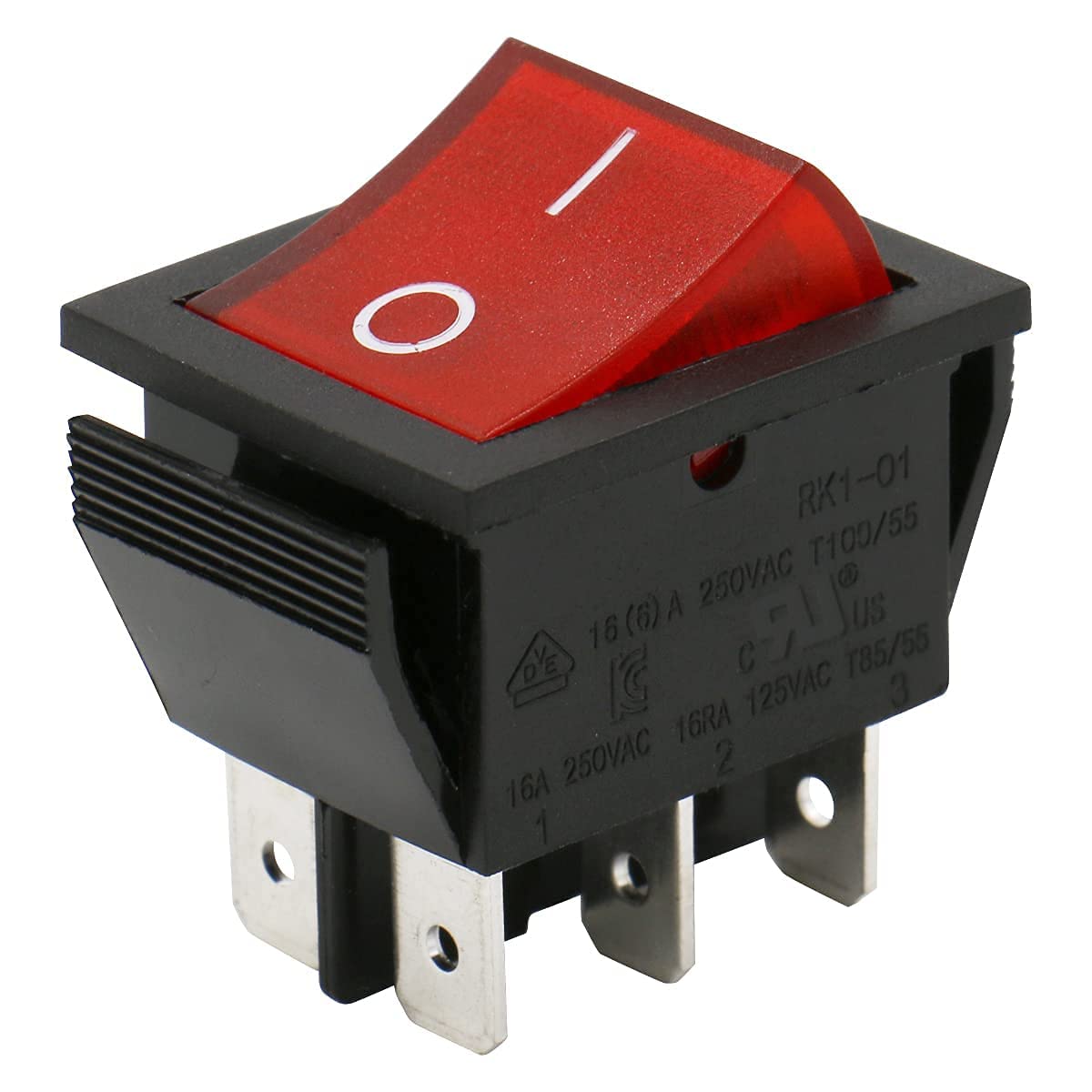 6-poliger Roter Wippschalter Mit Led, 16 A 250 V Ac, Dpdt-nylonschalter Für Schalttafeln Und Elektronikprojekte