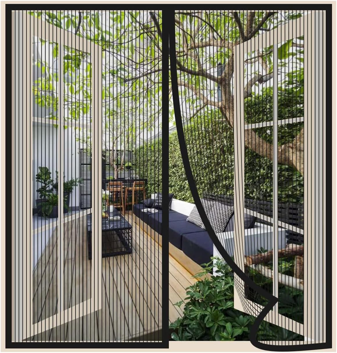 Fenster-moskitonetz 85 X 125 Cm – 1 Stück – Schwarzes Polyester – Automatischer Magnetverschluss – Insektenschutz Für Wohn-/schlafzimmer – Mit Klebestreifen