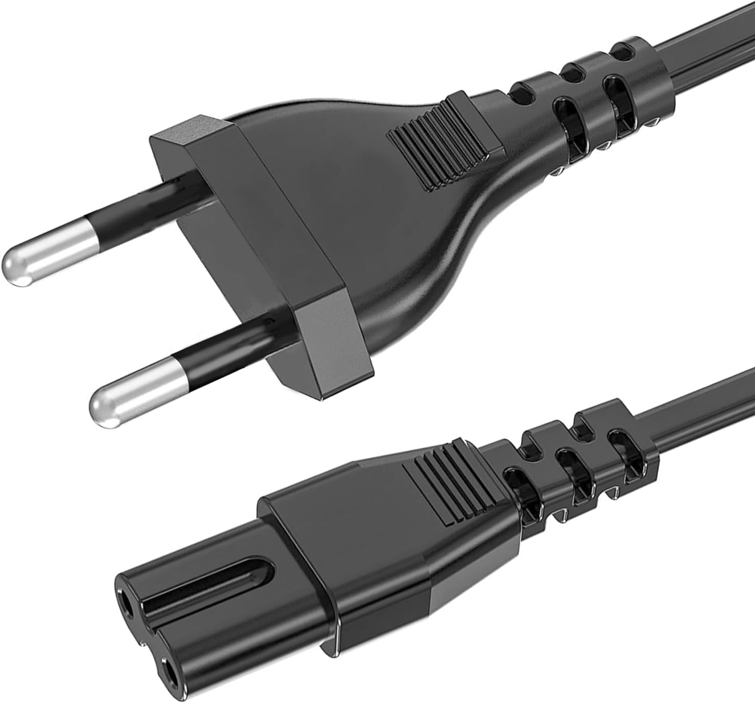 2-poliges Stromkabel – 1 Stück – Pvc Und Kupfer – Für Fernseher, Dvd-player, Konsole – 1,5 M – Schwarz