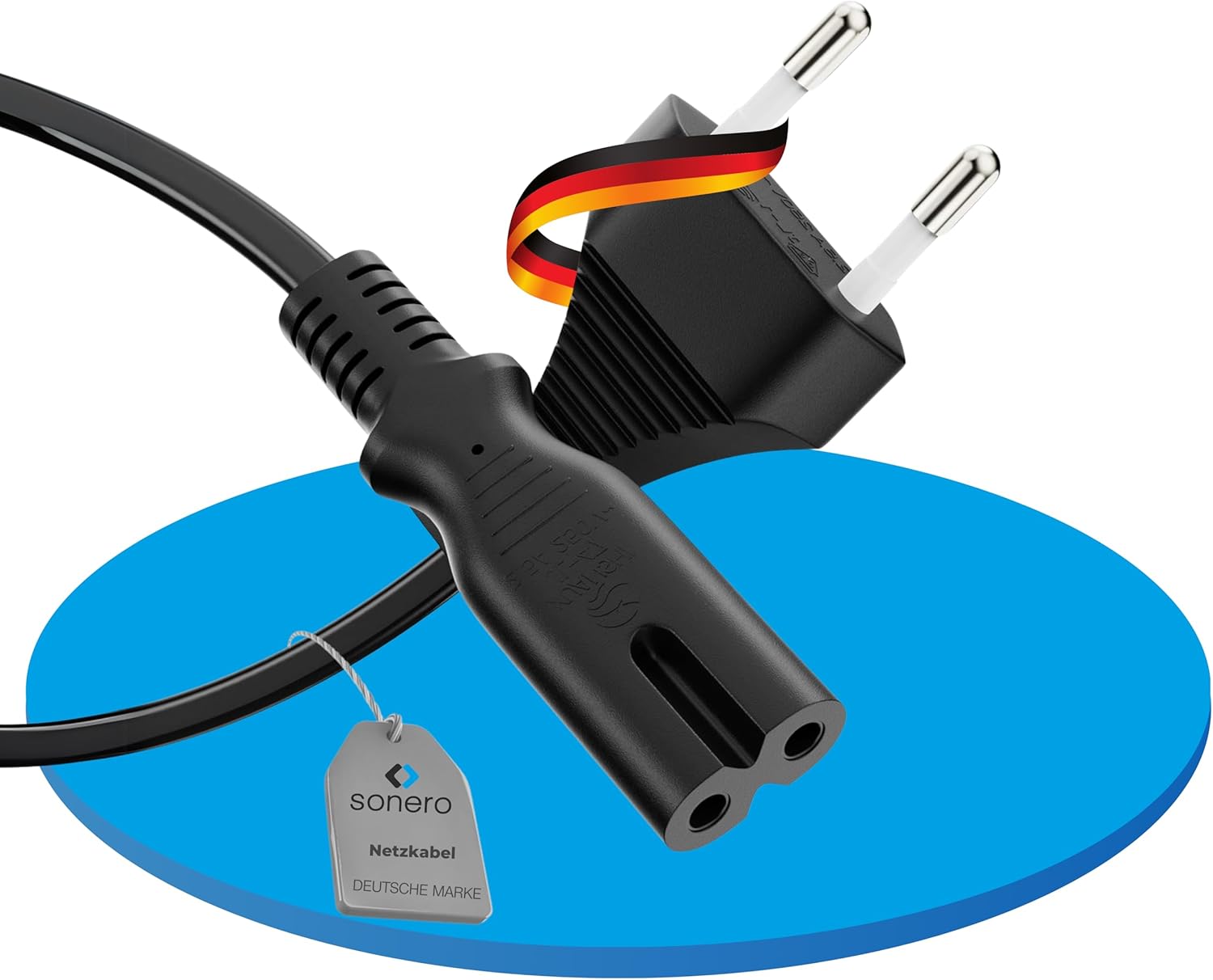 Euro C7 Stromkabel – 1 Stück – Schwarzes Pvc – 3,00 M – Für Konsole Und Fernseher