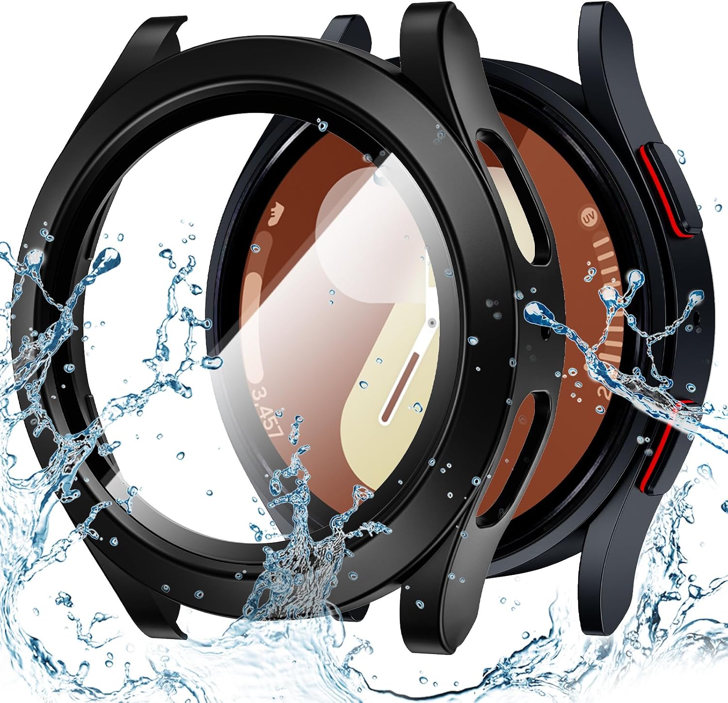 Wasserdichte Hülle Für Samsung Galaxy Watch 7 (44 Mm) – 1 Stück – Hartes Polycarbonat – Rundumschutz – Sport Und Dusche – Schwarz