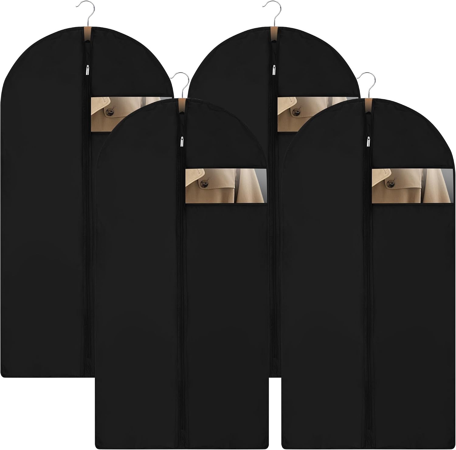 Kleiderschutzhülle – 4er-set – Schwarzes Peva – Reißverschluss – Staubschutz – 120 X 60 Cm