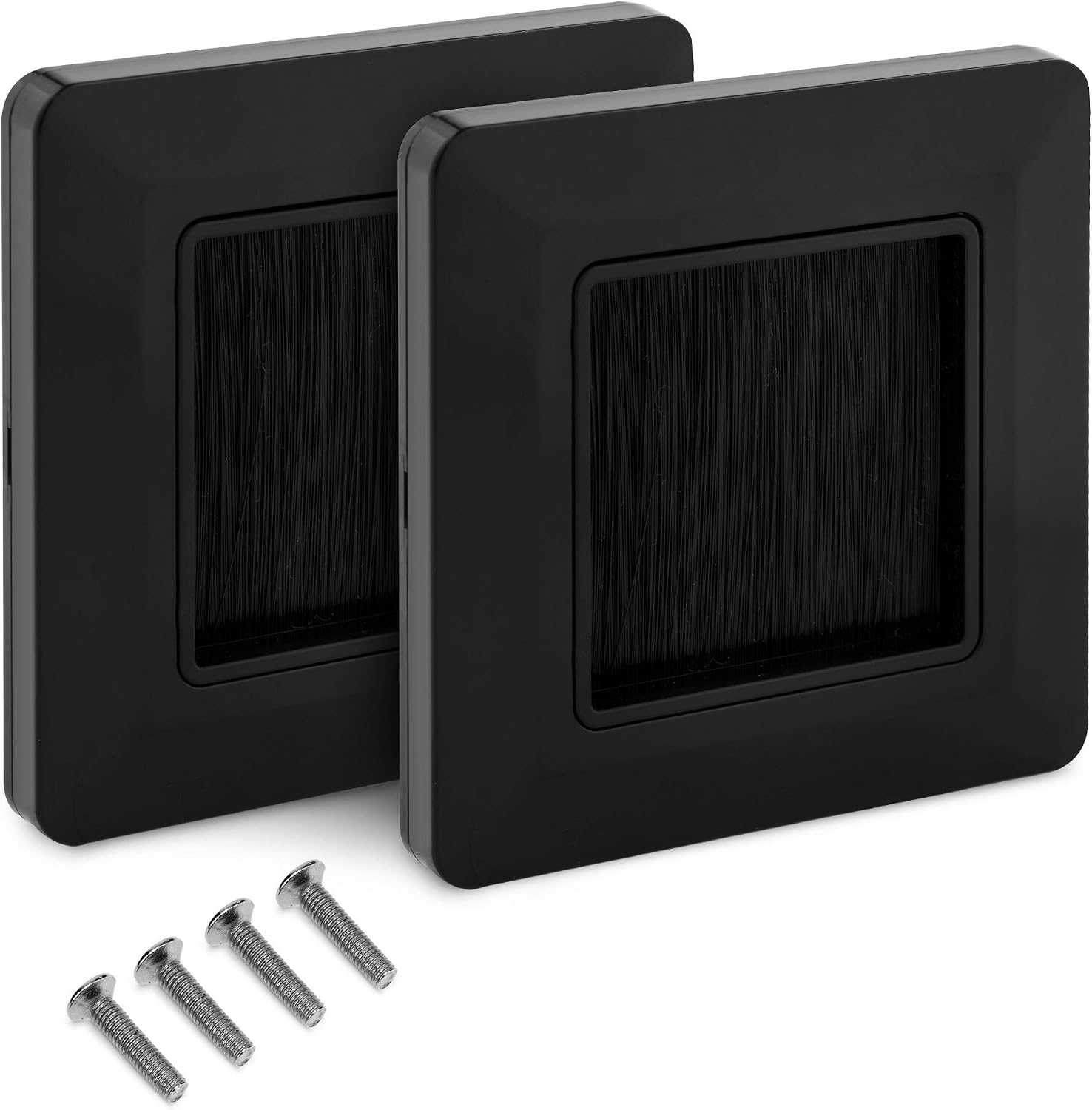 Kabeldurchführung – 2er-pack – Bürstenplatte – Audio-/videoausgang – Für Tv/hi-fi – Schwarz