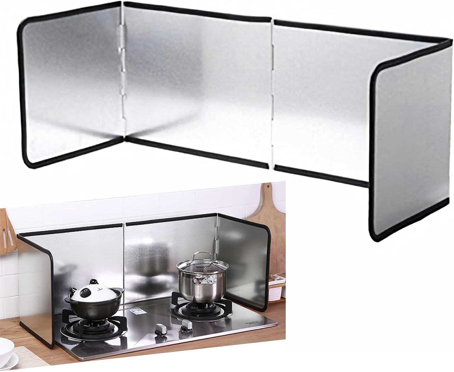 Spritzschutz – 2-teilig – Faltbar, Aluminium – Herdplattenschutz – Für Wand Und Backofen – Schwarz