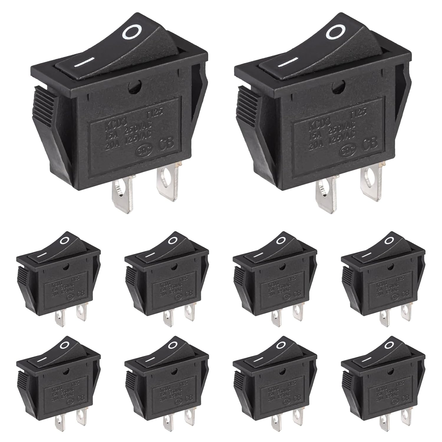 Schwarzer Wippschalter – 10 Stück – Robuster Kunststoff – Spst Ein/aus, 2-polig – Für Fahrzeuge Und Haushaltsgeräte – 30,5 Mm X 13,5 Mm