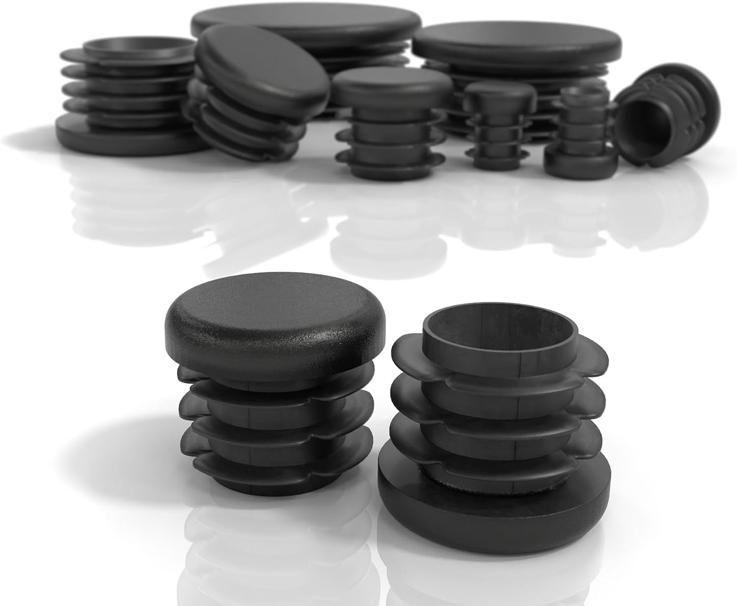 25-mm-rundklappenstopfen – 20er-pack – Schwarzes Polyethylen – Bodenschutz Und Geräuschdämpfung – Für Stühle, Tische Und Regale – Durchmesser 25 Mm