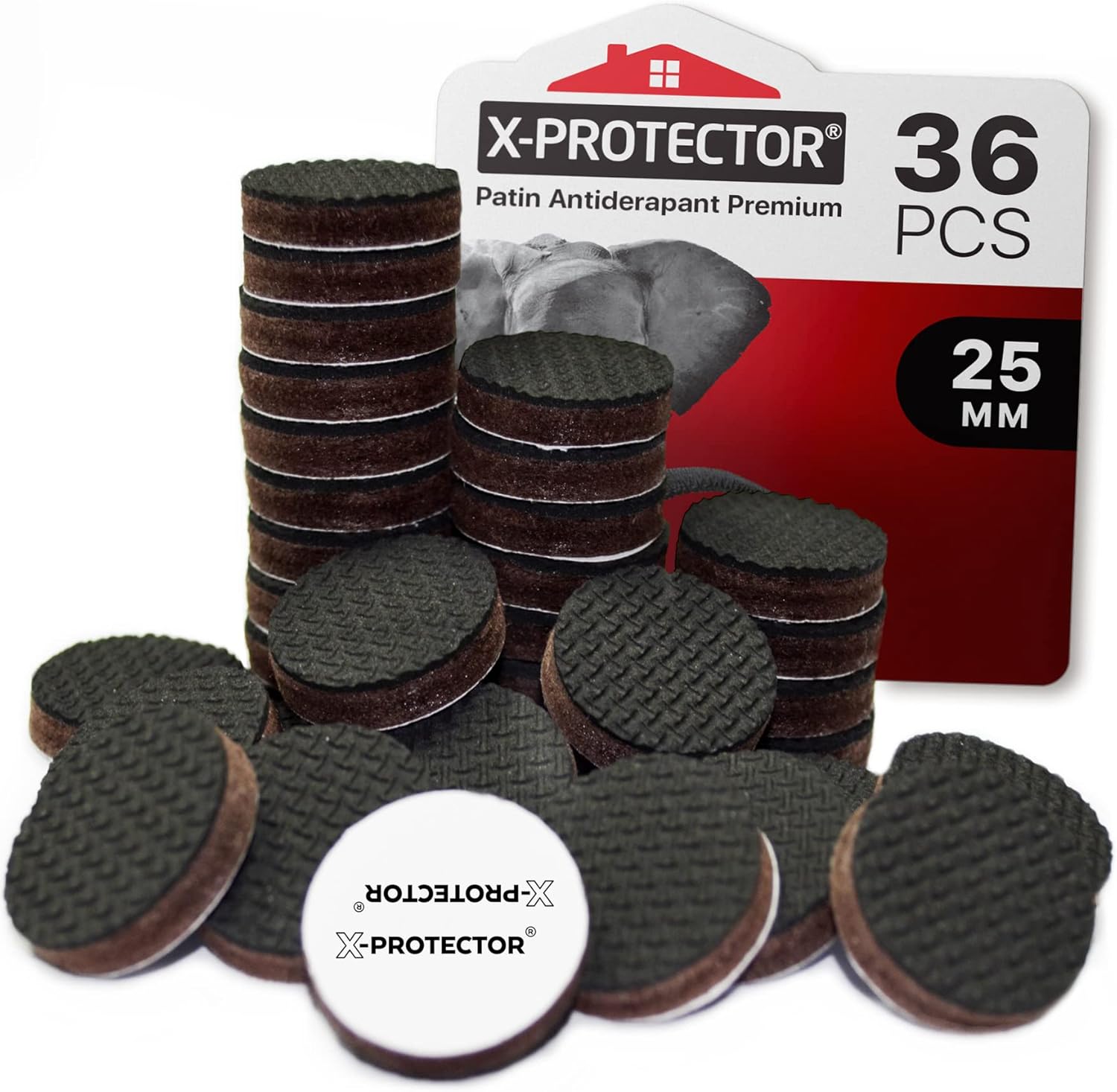 Rutschfeste Pads – 36 Stück – Hochwertiger Gummi Und Filz – Schutz Für Böden Und Möbel – Wohn- Und Schlafzimmer – 25 Mm, Schwarz